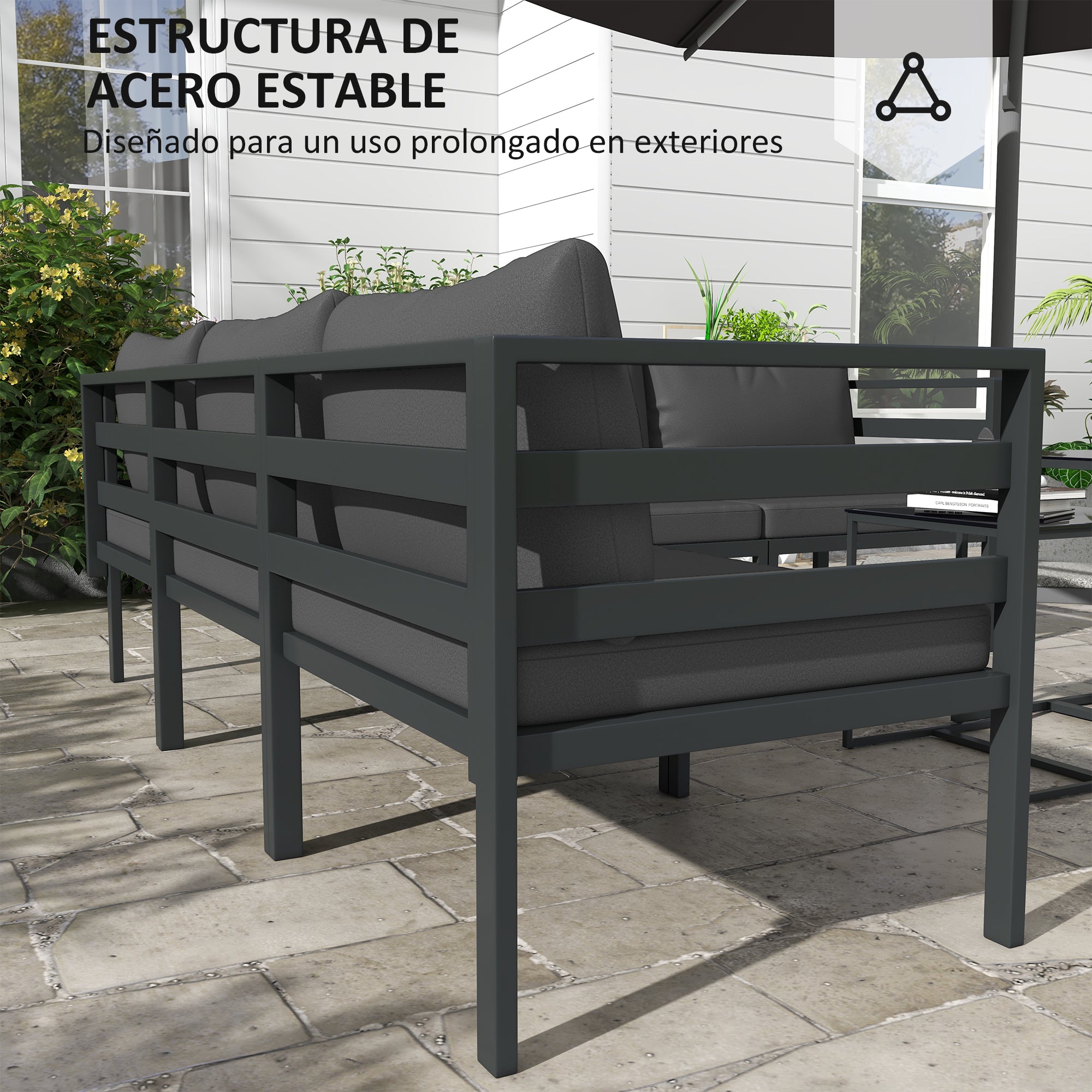 7-Piece Garden Furniture Set Patio Furniture Set Includes 5 Outdoor Sofa Modules with Cushions and 2 Center Tables for Gray Patio