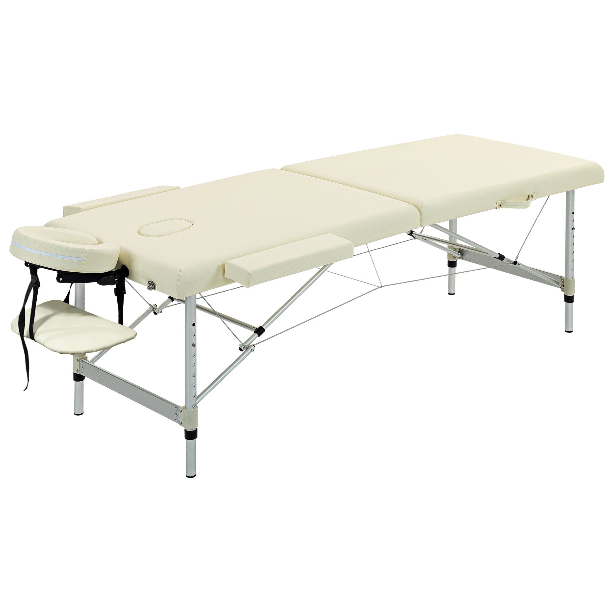 Professional Folding Massage Bed, Massage Bed with Adjustable Height and Carrying Bag for Beauticians and Therapists, White