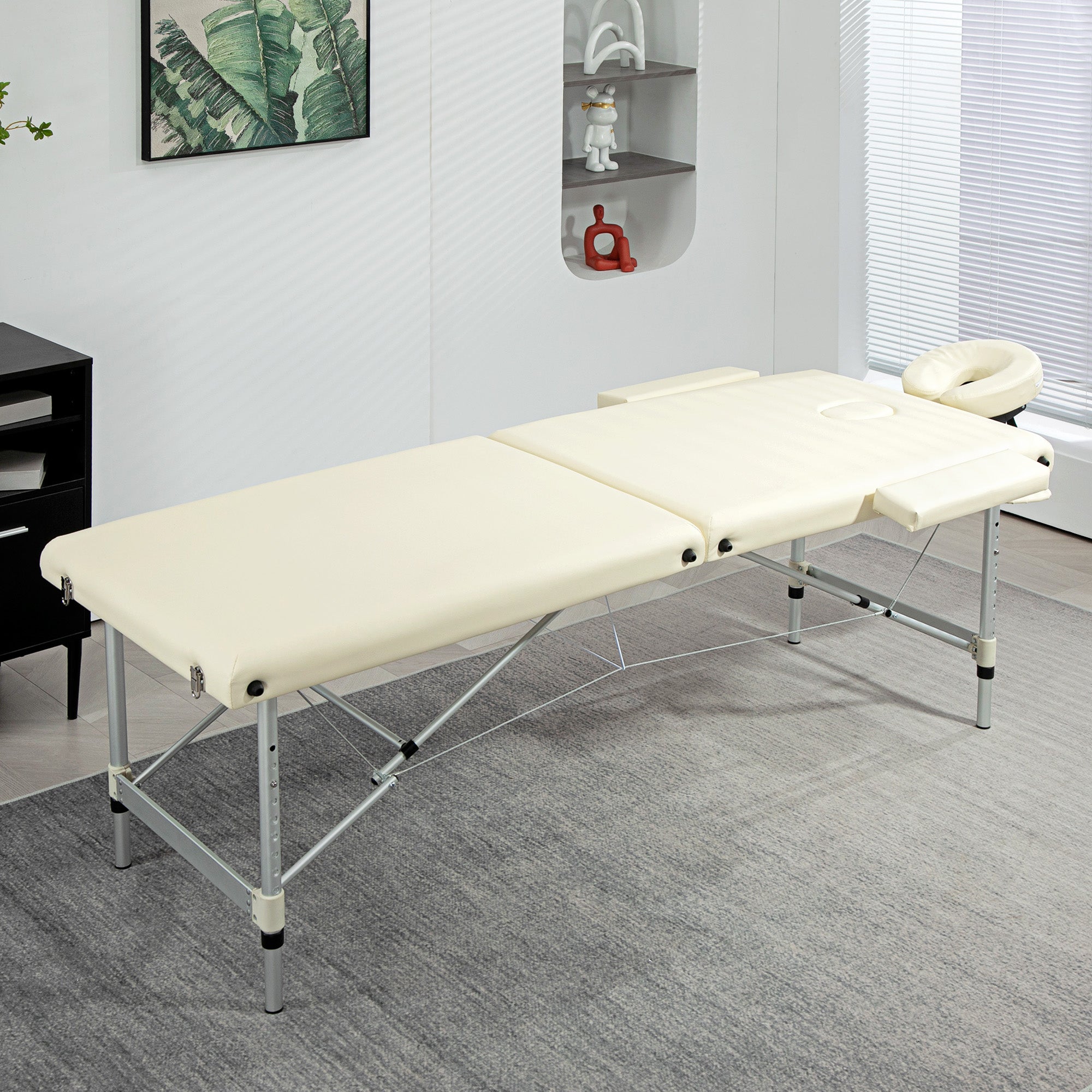 Professional Folding Massage Bed, Massage Bed with Adjustable Height and Carrying Bag for Beauticians and Therapists, White
