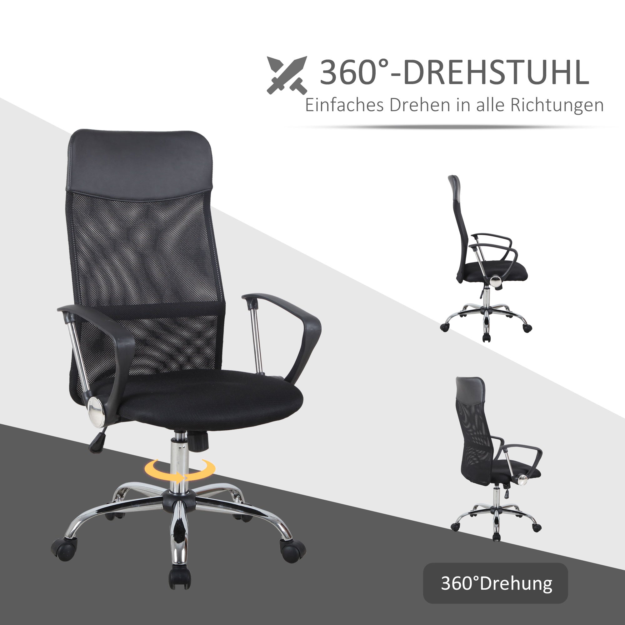 Ergonomic Office Chair, Gaming Chair, Swivel Chair with Rocking Function, Height Adjustable Desk Chair, Foam, Mesh, Black, 63 x 65 x 109-119 cm