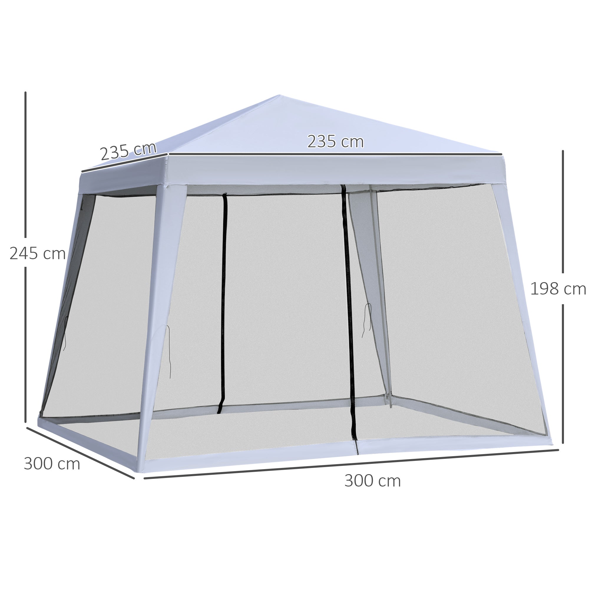 garden pavilion pavilion party tent weatherproof tent with mosquito net metal + polyester Gray 3 x 3 m