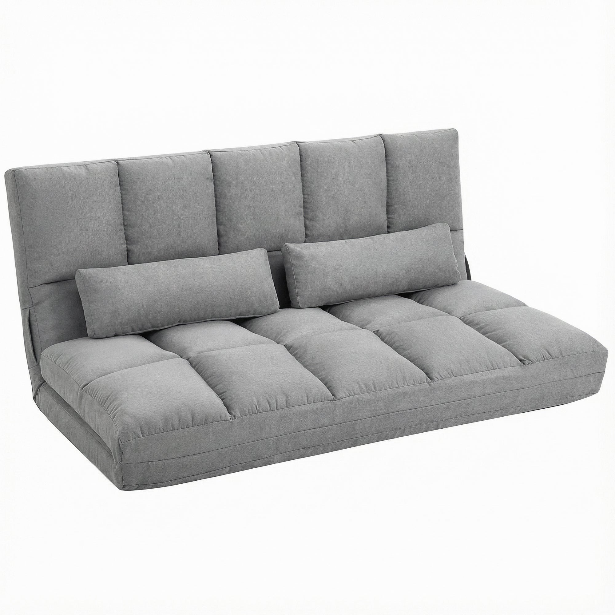 2-in-1 Floor Sofa Bed with 3-Position Backrest & 5-Position Headrest, Foldable Sleeper Chair, Light Gray (130 x 73 x 60 cm / 51.2 x 28.7 x 23.6 in)
