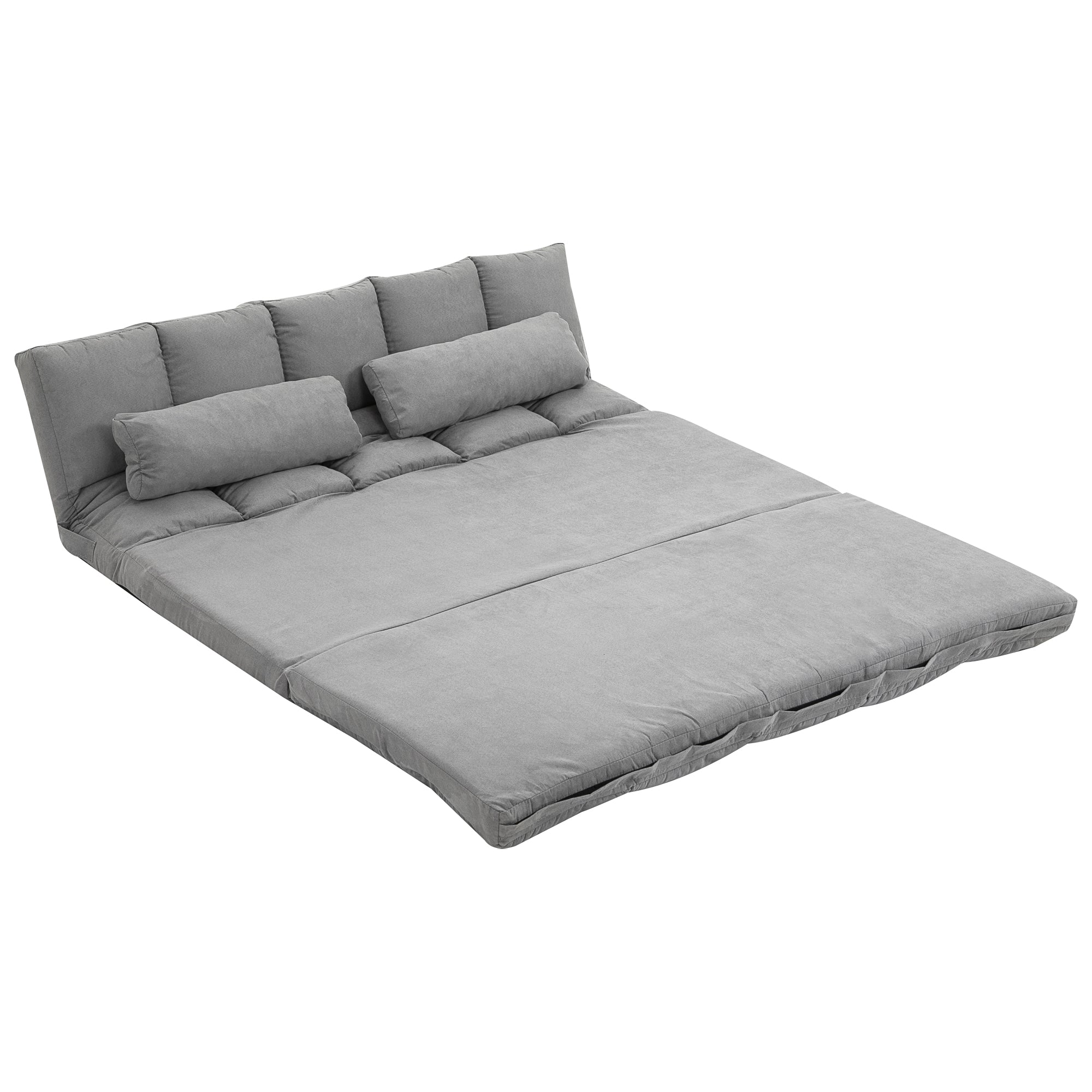 2-in-1 Floor Sofa Bed with 3-Position Backrest & 5-Position Headrest, Foldable Sleeper Chair, Light Gray (130 x 73 x 60 cm / 51.2 x 28.7 x 23.6 in)