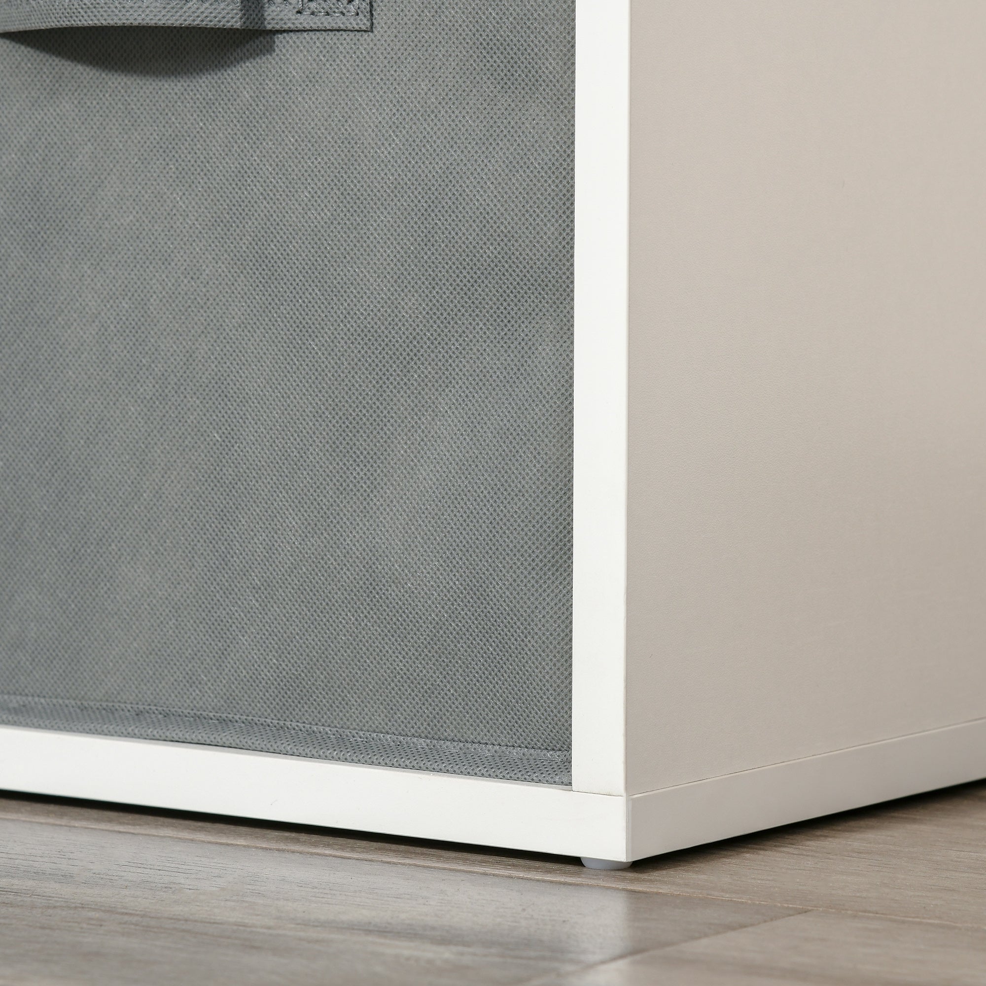 8-Cube Bookshelf Modular Bookcase with 4 Removable Non-Woven Fabric Drawers for Office Study Bedroom 61.5x30x121.6 cm White and Gray