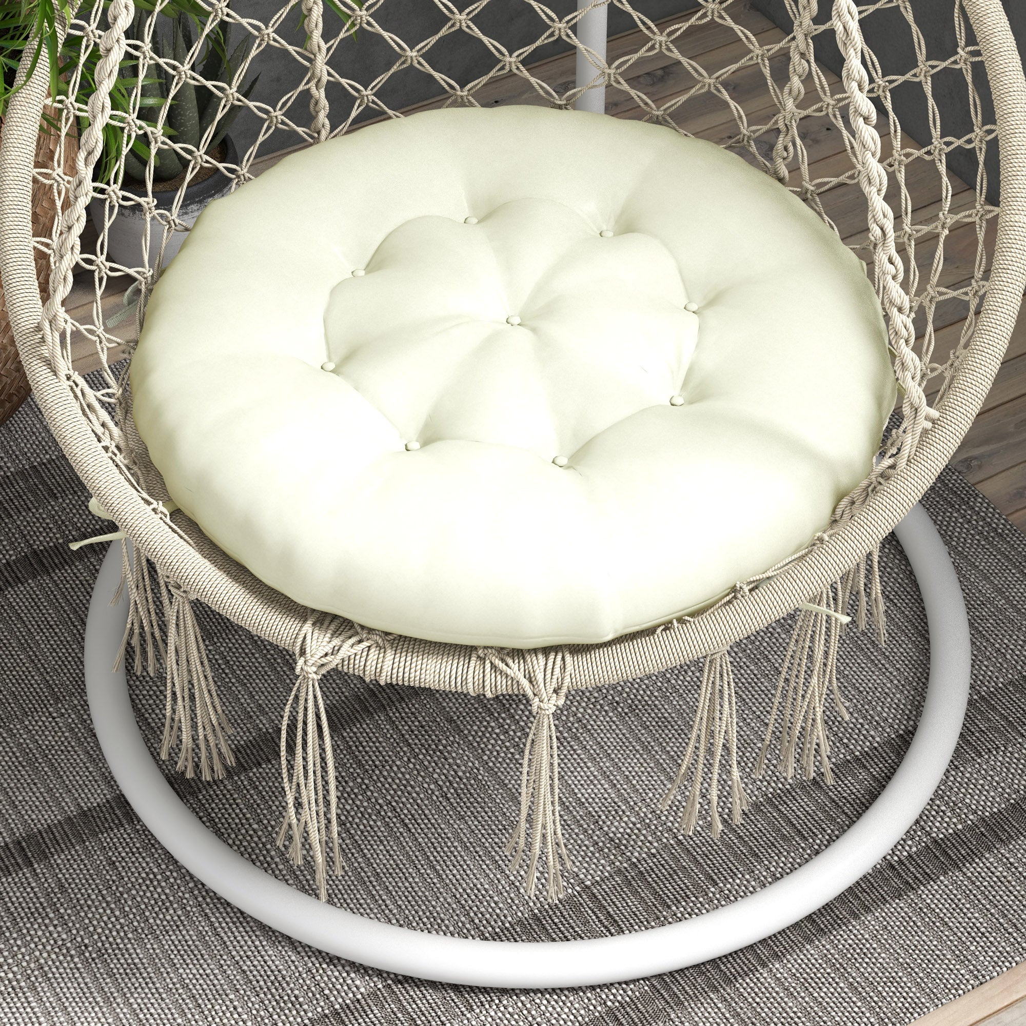 Garden Chair Cushion Seat Cushion for Moon Chair Seat Pad with 10 cm thick padding Chair Cushion, Polyester, Beige
