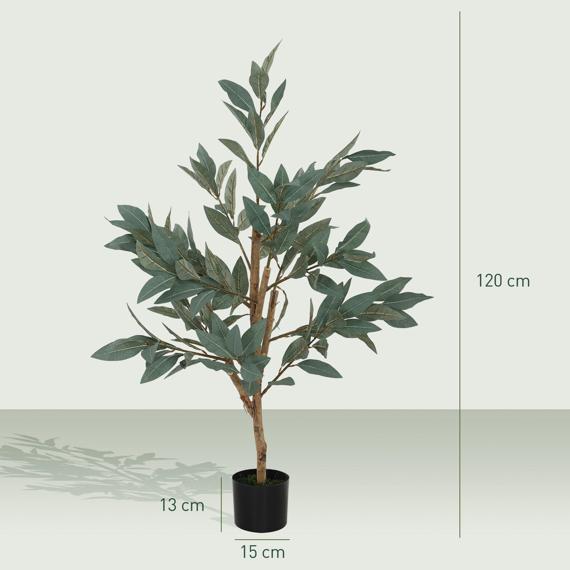 Large Artificial Decorative Plant 120 cm Artificial Laurel Plant with Pot and Leaves for Indoor Green