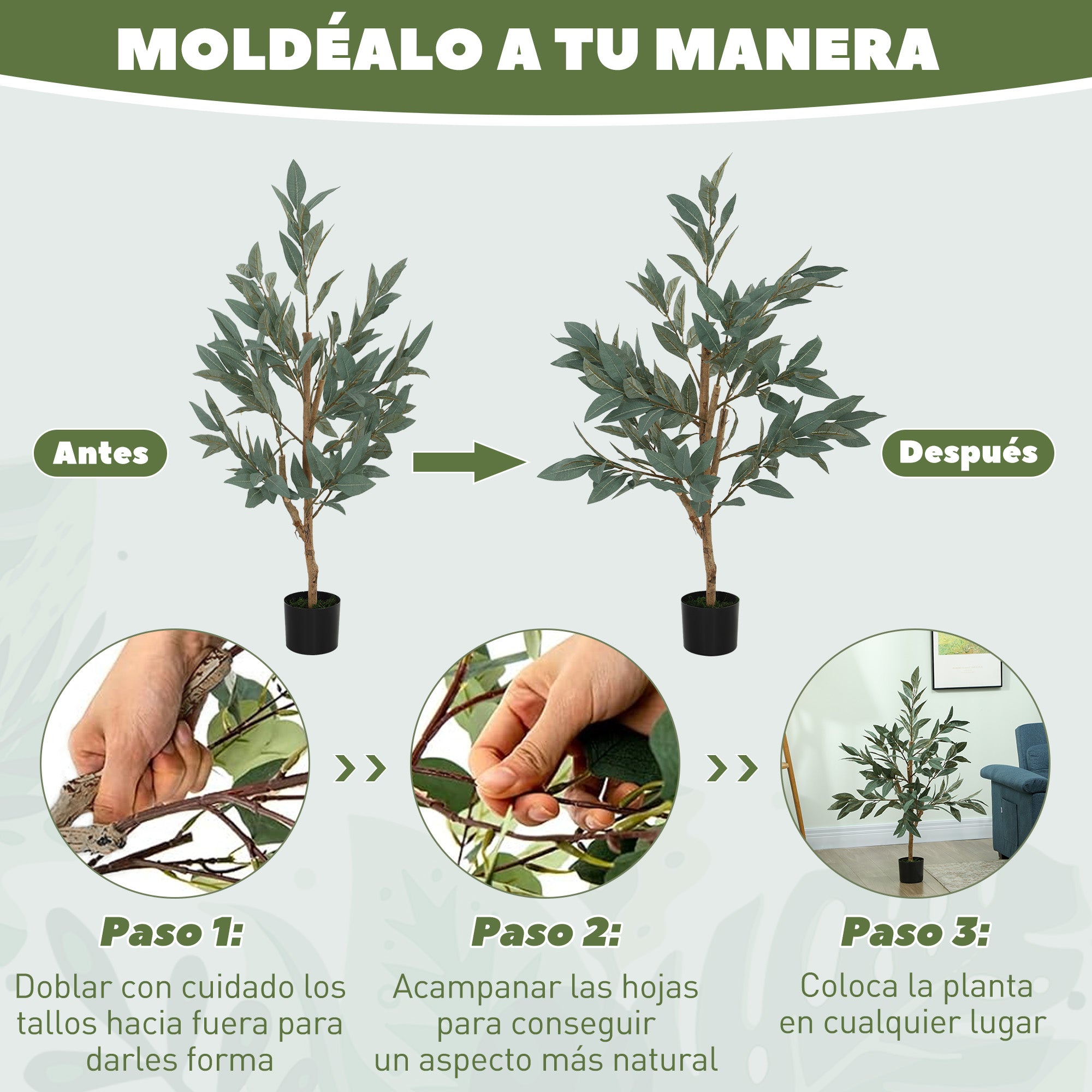 Large Artificial Decorative Plant 120 cm Artificial Laurel Plant with Pot and Leaves for Indoor Green