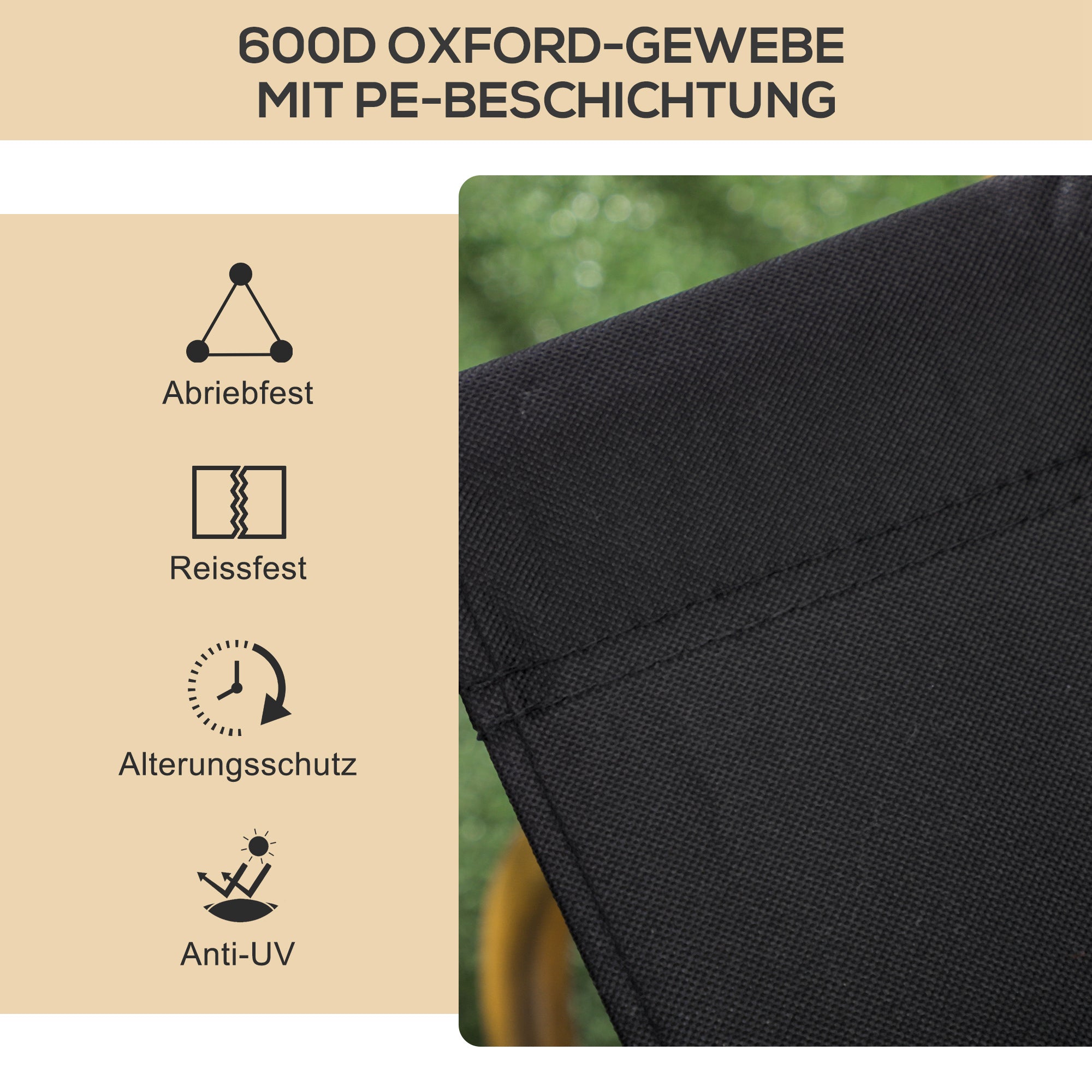 Camping Chair 2-Pack Foldable Garden Chair with Steel Frame, Wood Look, Folding Chair for Pool, Beach, Oxford, Black