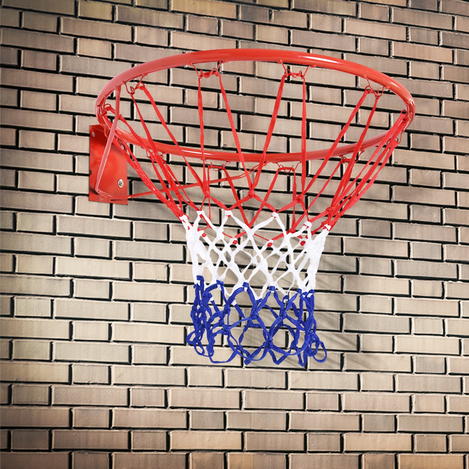 Basketball Hoop, Indoor & Outdoor with Ø46 cm Rim and Net, Wall Mount, Basketball Board for Teenagers Adults, Red + Blue + White