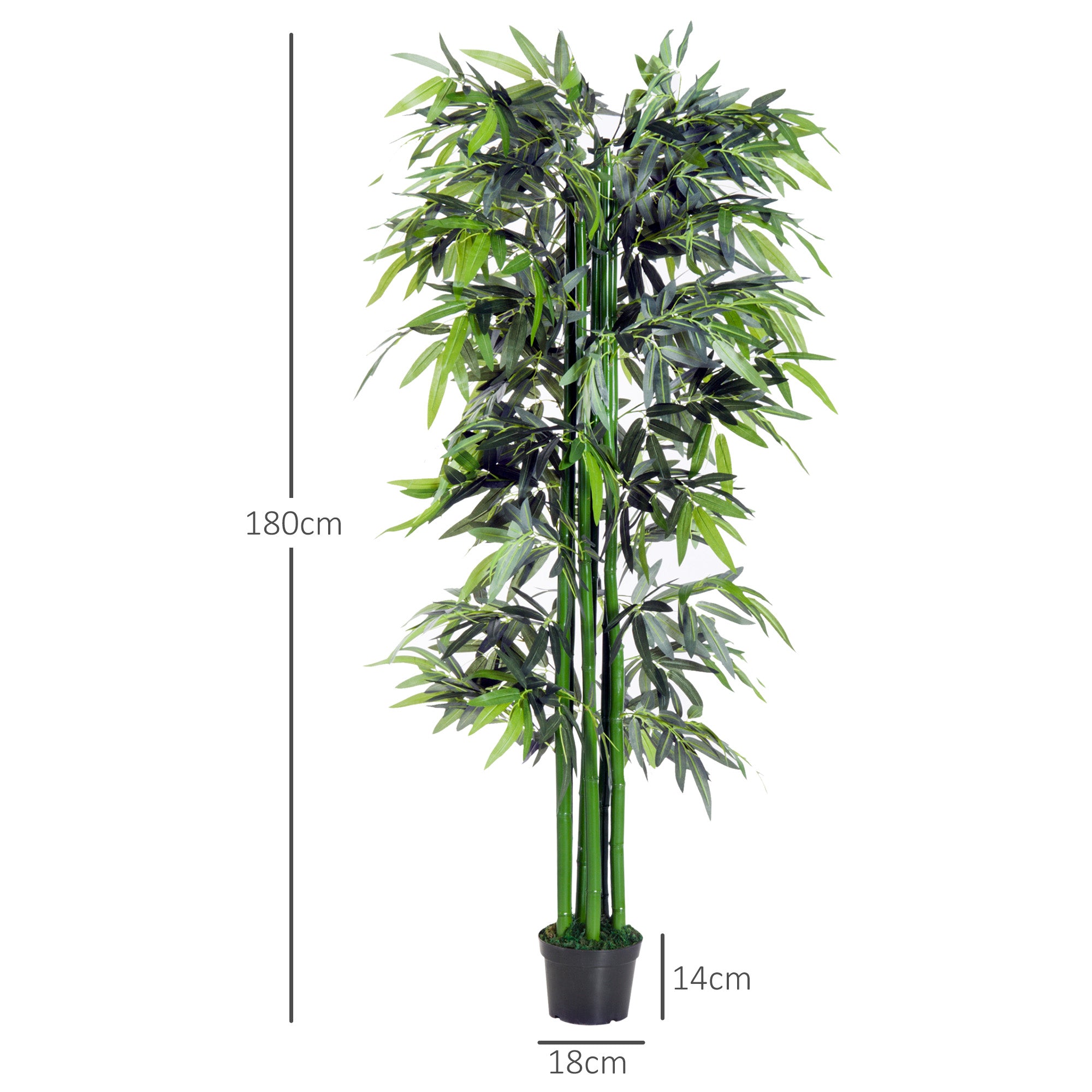 Artificial Plant, 180 cm Artificial Bamboo Tree, Artificial Plant with Planter, Indoor Plant like Real, for Living Room, Bedroom, Green