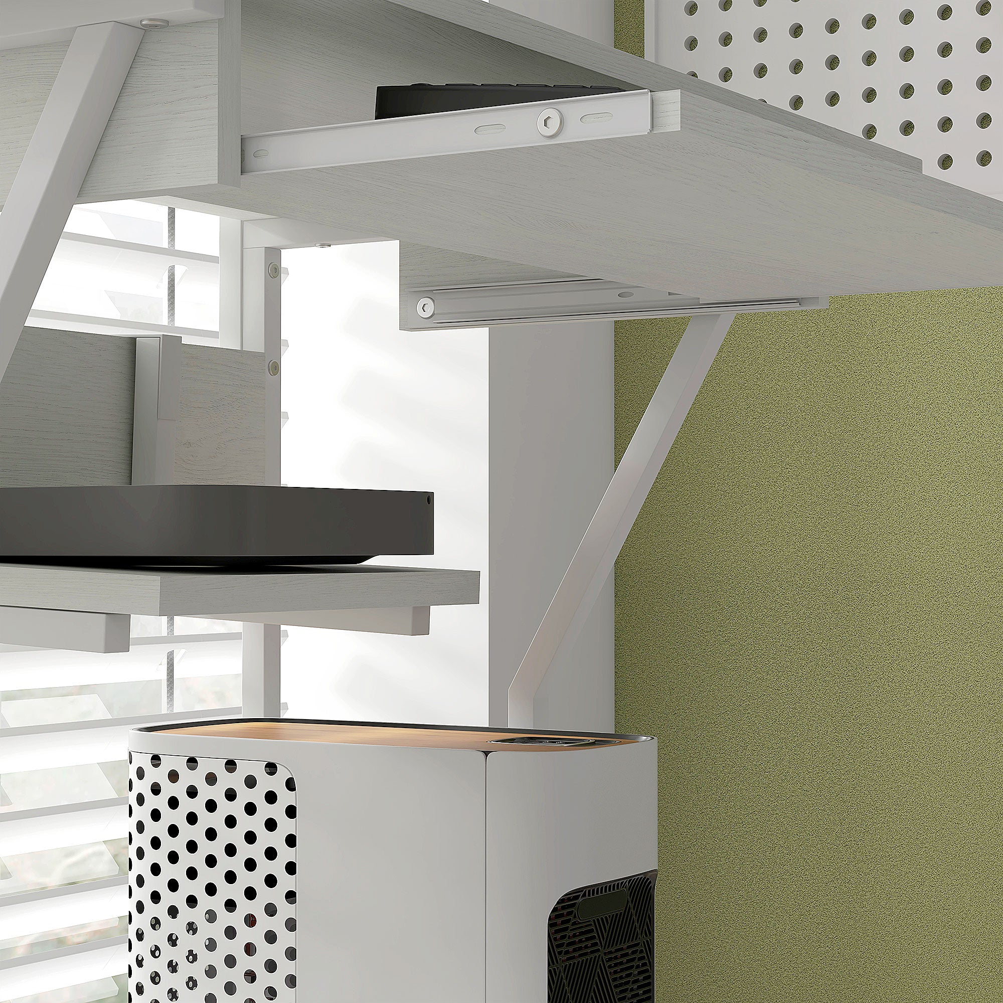 Computer Desk, Rolling Desk with Storage Shelves, Workstation and Keyboard Tray, Computer Table on Wheels, 80 x 50 x 130 cm, White