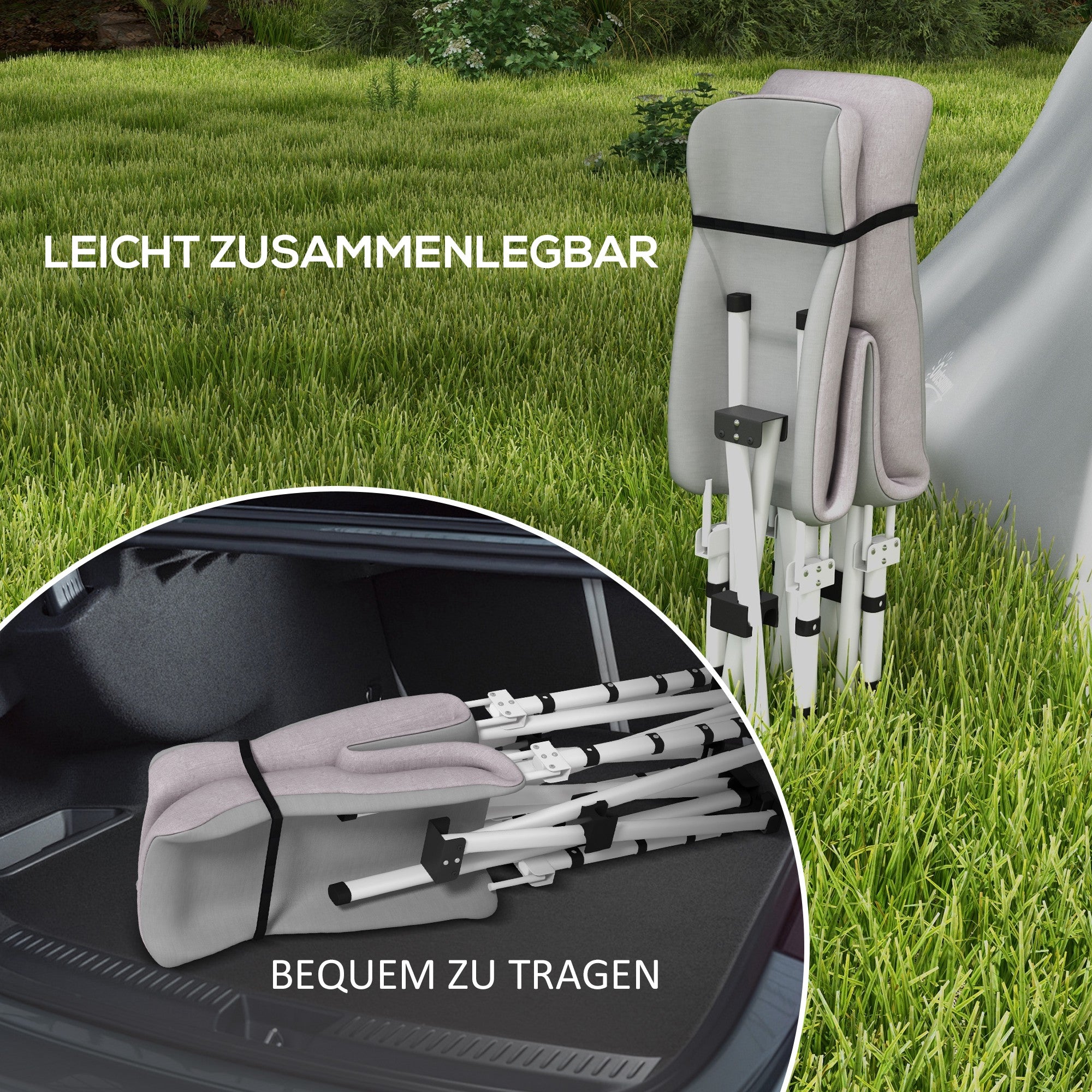 Camp Bed, Folding Camping Bed with Storage Bag, Camping Cot with Carry Bag, Up to 200 kg Capacity, Oxford, Gray, 200 x 65 x 42 cm