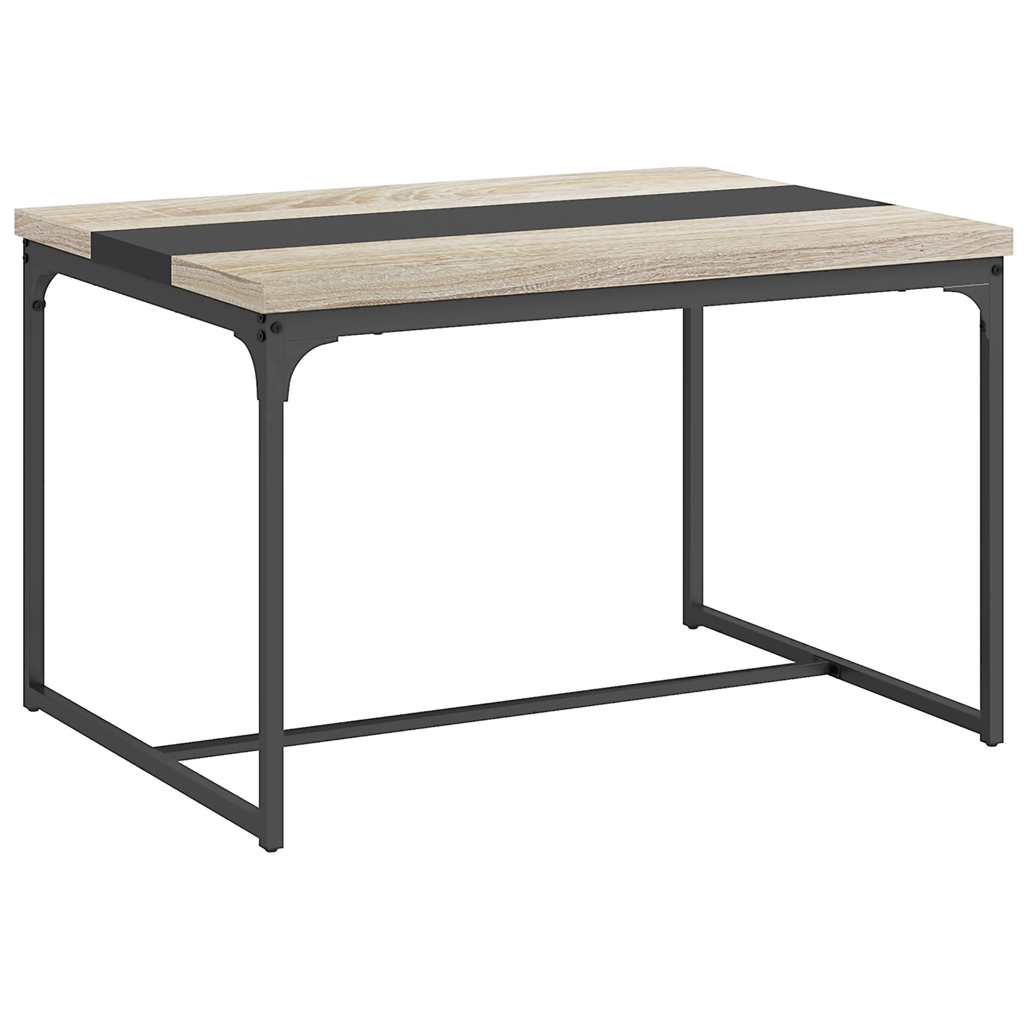 Dining Table Kitchen Table for 6 People, Industrial Style in Black Metal and Wood, Dim. 120L x 89W x 75.5H cm