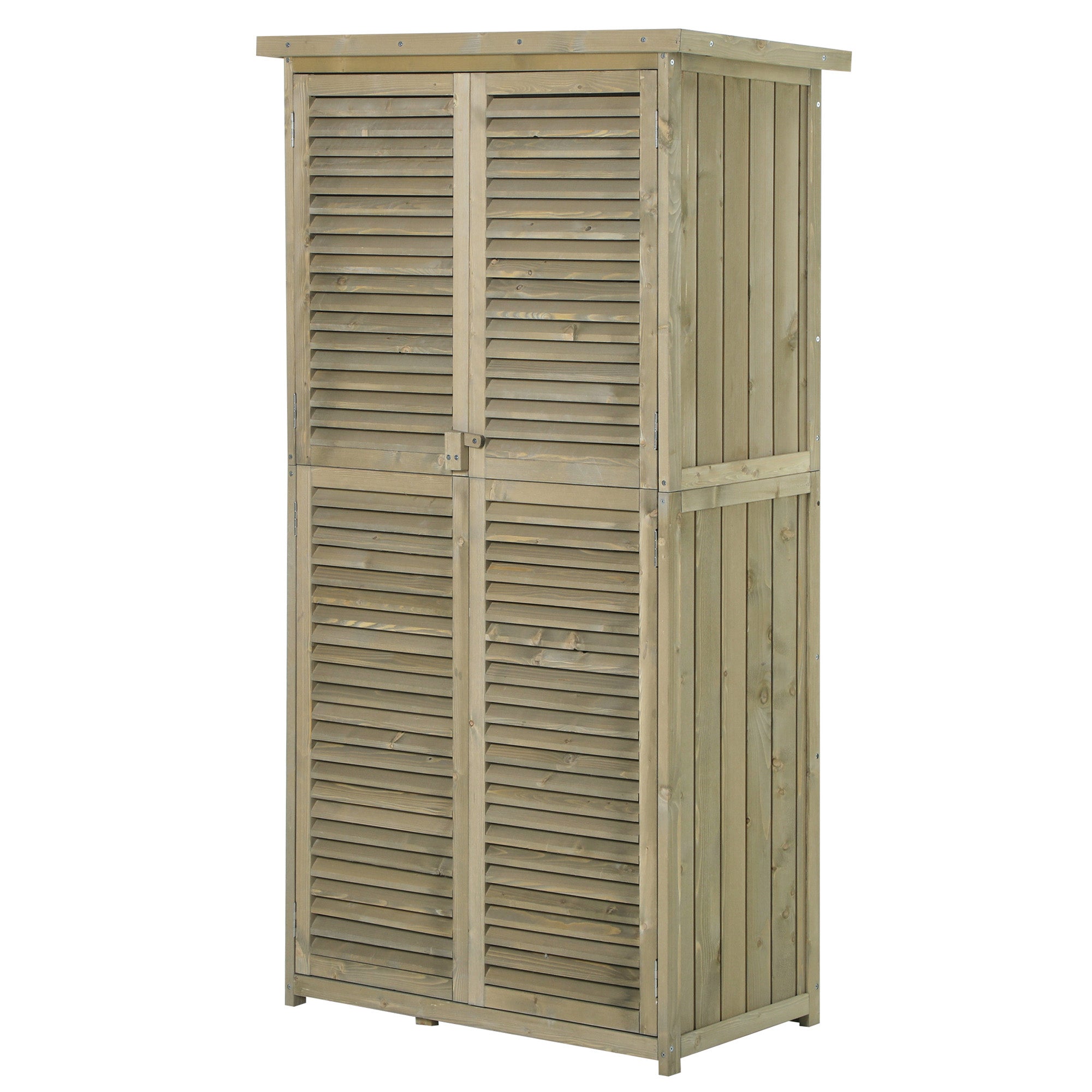 Garden Cabinet Wood Tool Shed Equipment House with Asphalt Roof Slatted Door Tool Cabinet Shed Garden 4 Compartments Gray 87 x 46.5 x 160 cm