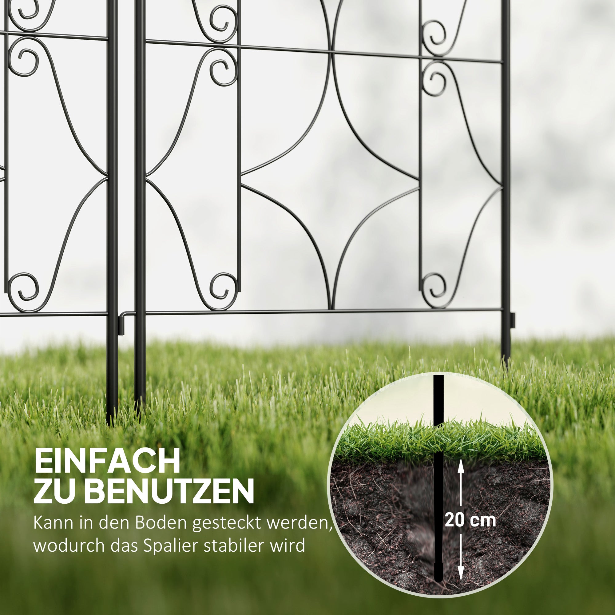 Metal Trellis 2 Pack for Insertion Rust-resistant Trellis for Climbing Plants 50x150 cm Garden Lattice for Indoor Plants Plant Trellis for Tomatoes Vegetables Flowers Climbing Plants Black