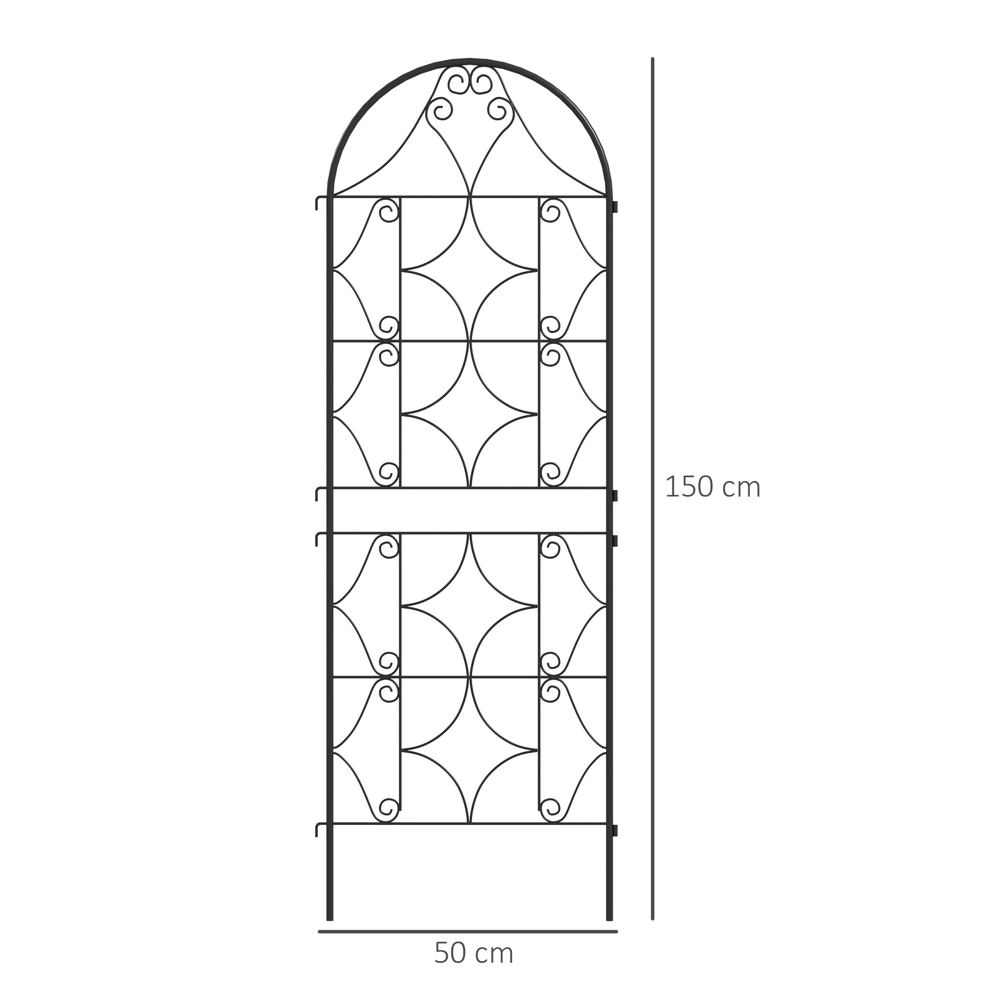 Metal Trellis 2 Pack for Insertion Rust-resistant Trellis for Climbing Plants 50x150 cm Garden Lattice for Indoor Plants Plant Trellis for Tomatoes Vegetables Flowers Climbing Plants Black