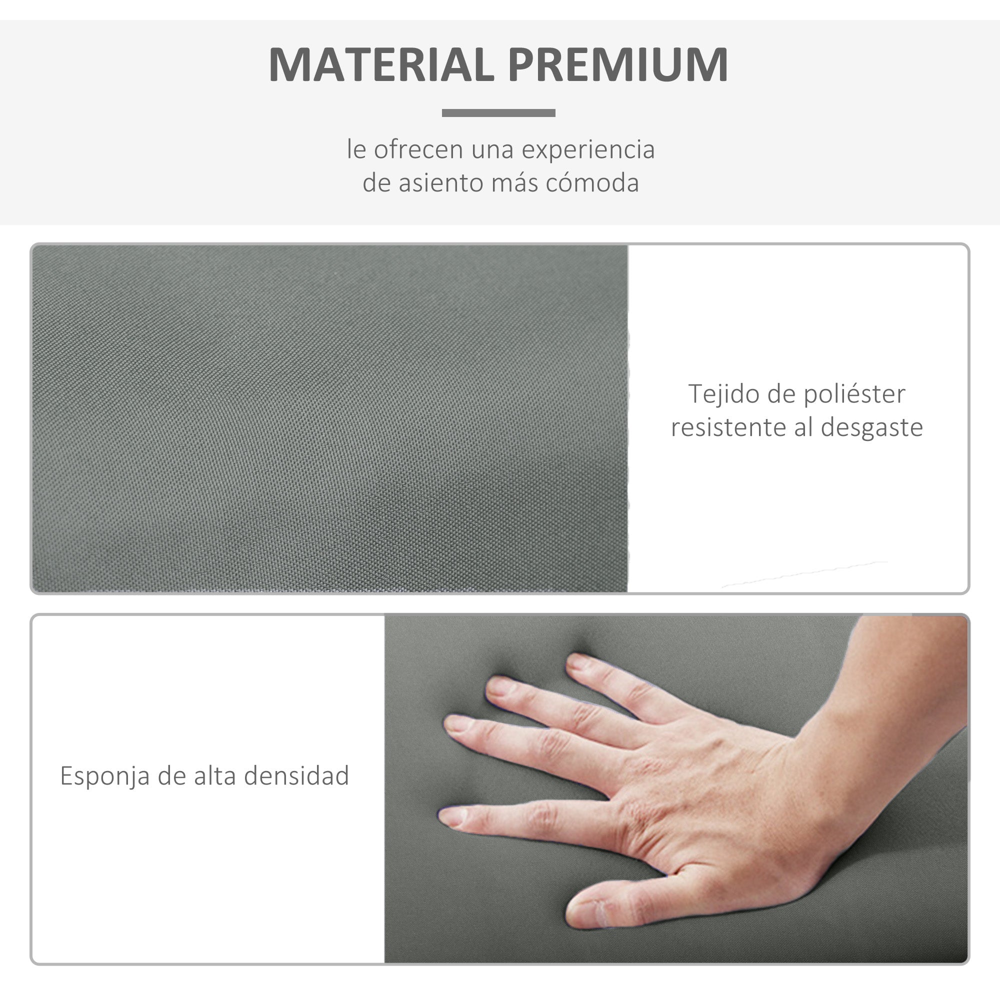 Pack 2 Lounger Cushions 77.17x21.65x3.15 inches Padded Mattress for Garden Chair Terrace Balcony Gray