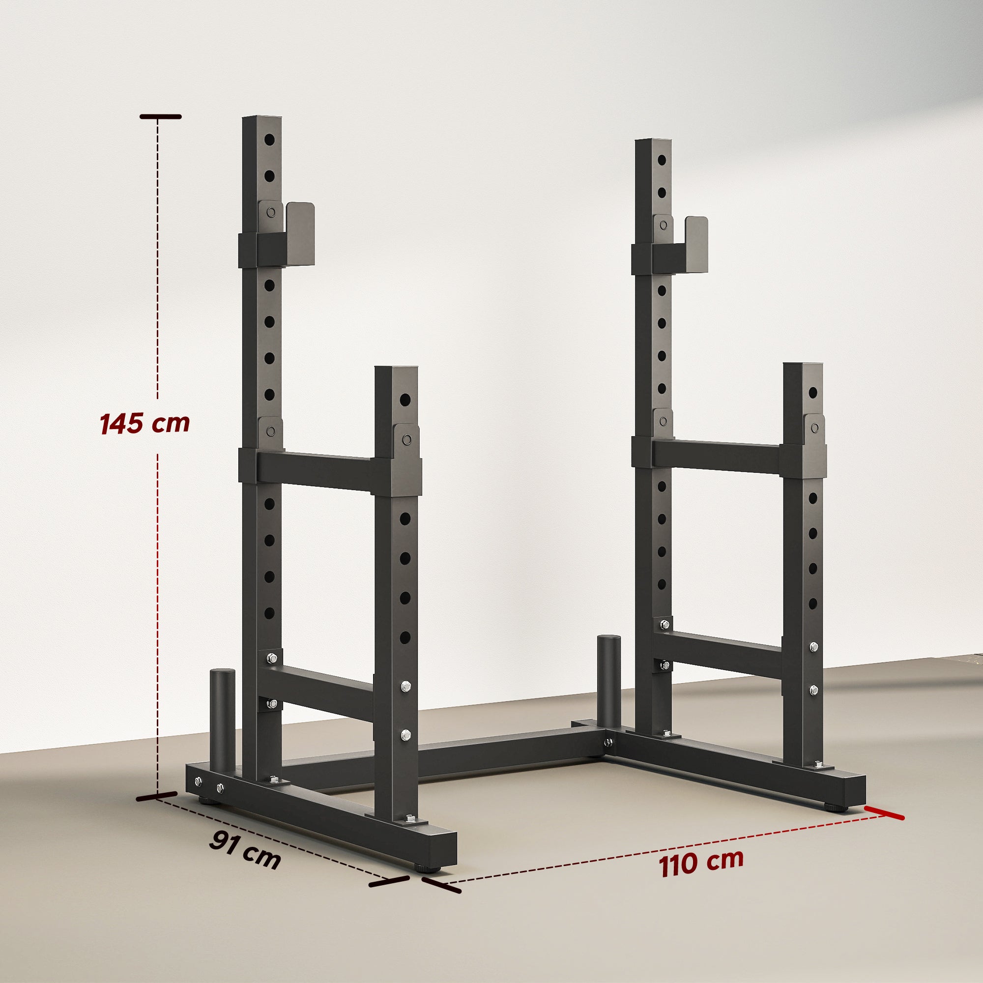 SPORTNOW 2-Tier Barbell Rack — Heavy-Duty Steel Squat Rack with Plate Storage, Up to 661 lb Capacity