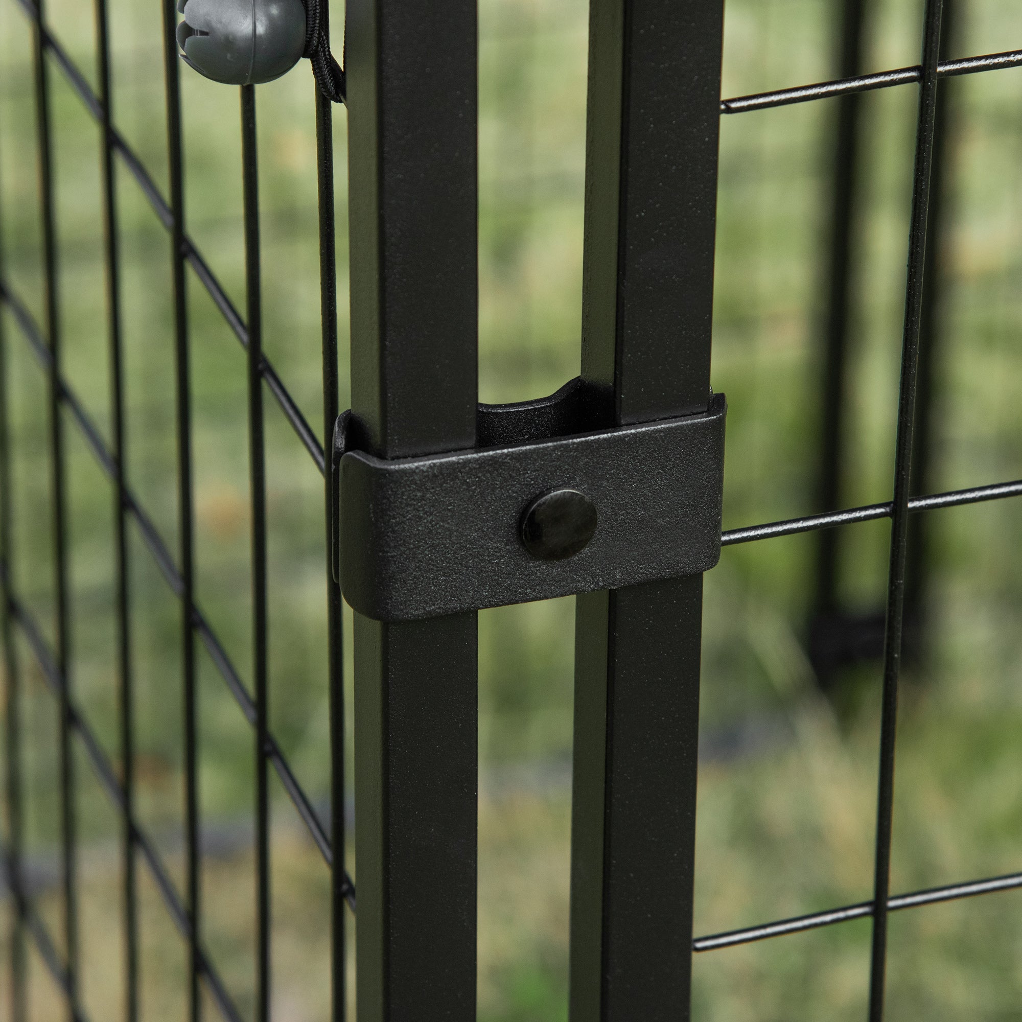 Foldable Steel Dog Pen with Cover, Pet Crate with Lockable Door, 8 Panel Run for Animals, 141x141x113cm, Black