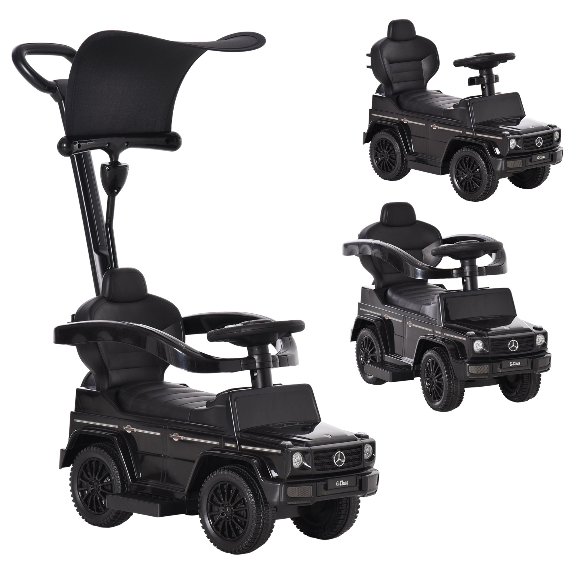 Ride-On Toy for Kids with Mercedes G350 License Ride-On Car for Kids 1-3 Years with Horn Removable Canopy and Guardrail Load 25 kg 85.5x40.5x95 cm Black