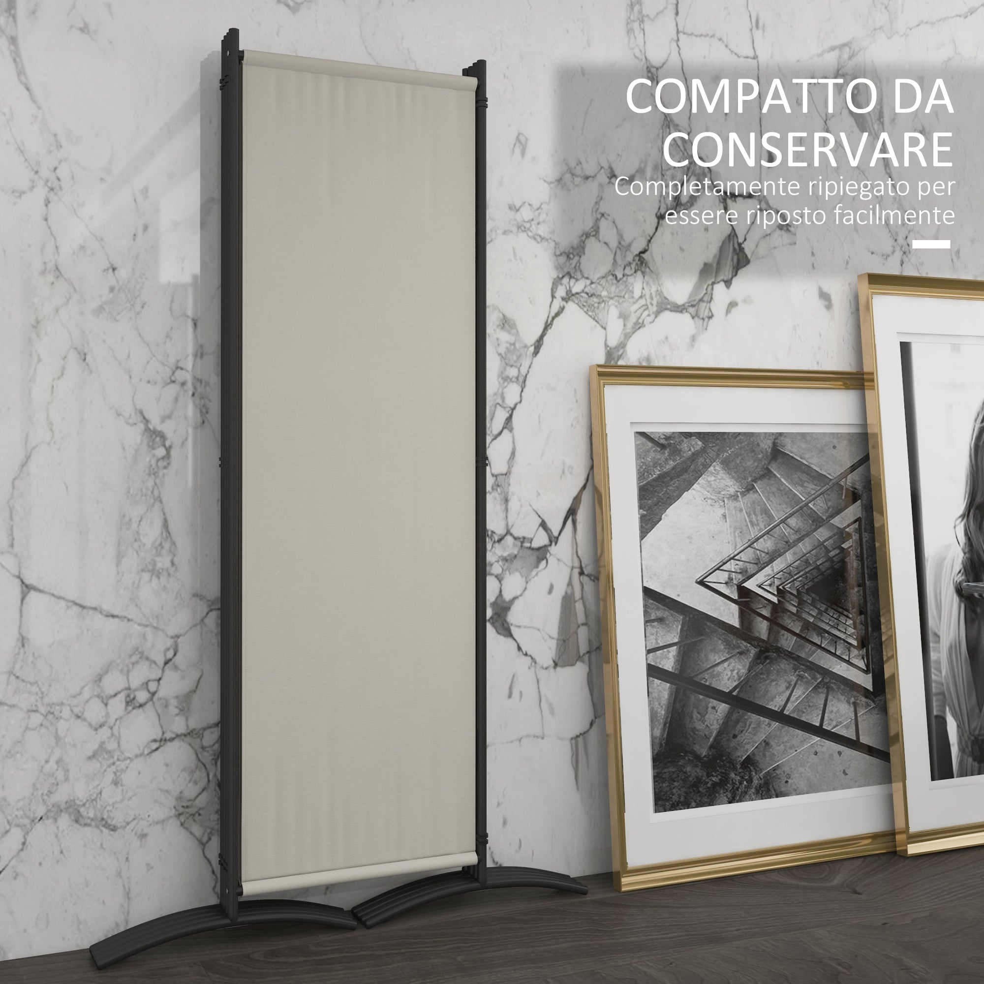 4-Panel Garden Divider, Foldable Indoor and Outdoor Separator, 221x50x172cm, Cream