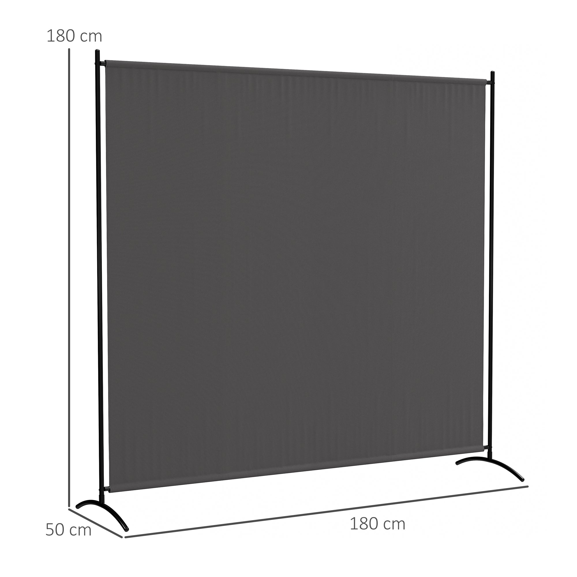 Single-Panel Outdoor Privacy Screen, 180 x 50 x 180 cm (71 x 20 x 71 in) with UPF 30+ Protection, Water-Repellent Panel, Stable Base — Dark Gray
