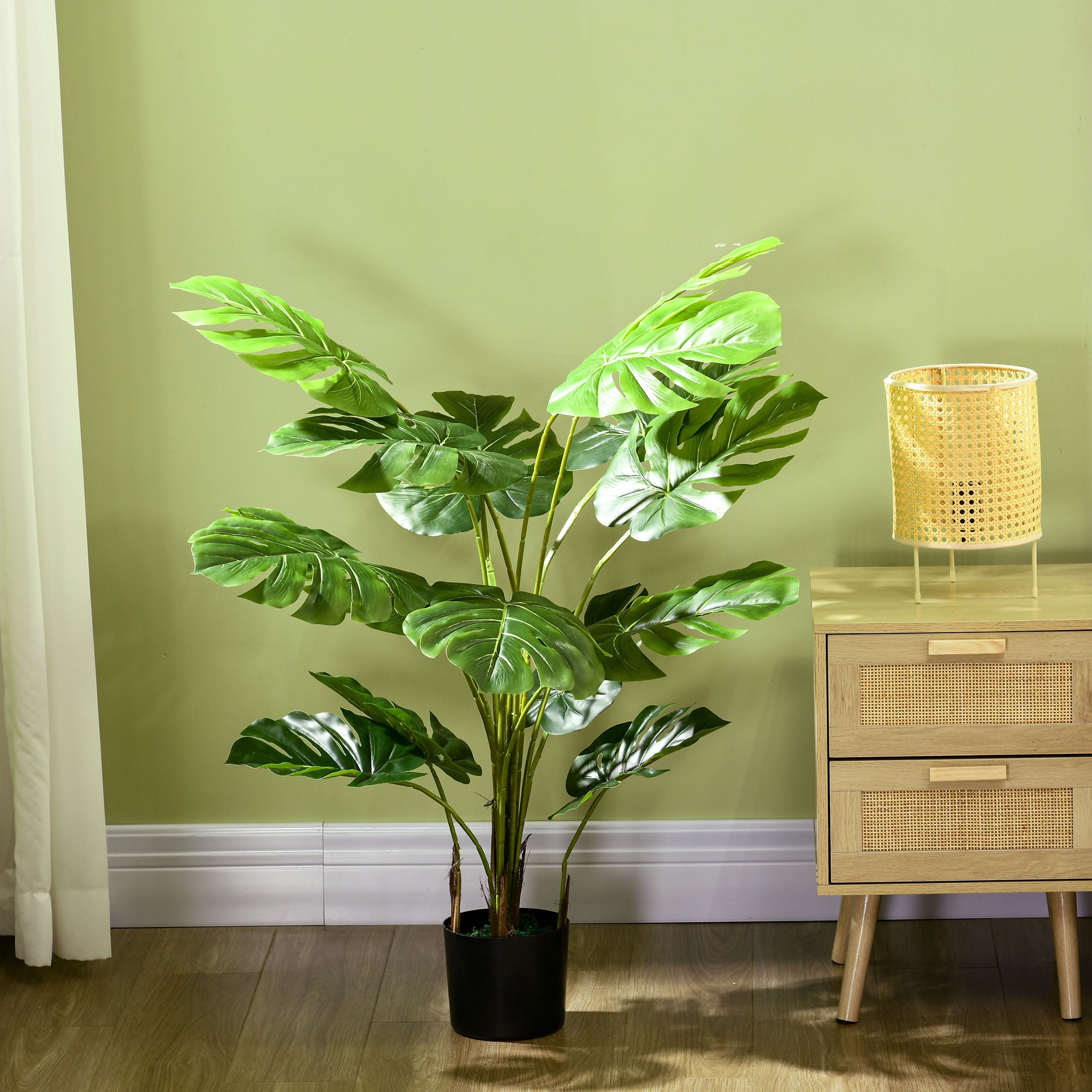 Artificial Plants, Artificial Monstera Deliciosa, 120 cm Artificial Plant with 15 Branches, Indoor Plant, Artificial Tree, Plant Decoration for Indoor, Green
