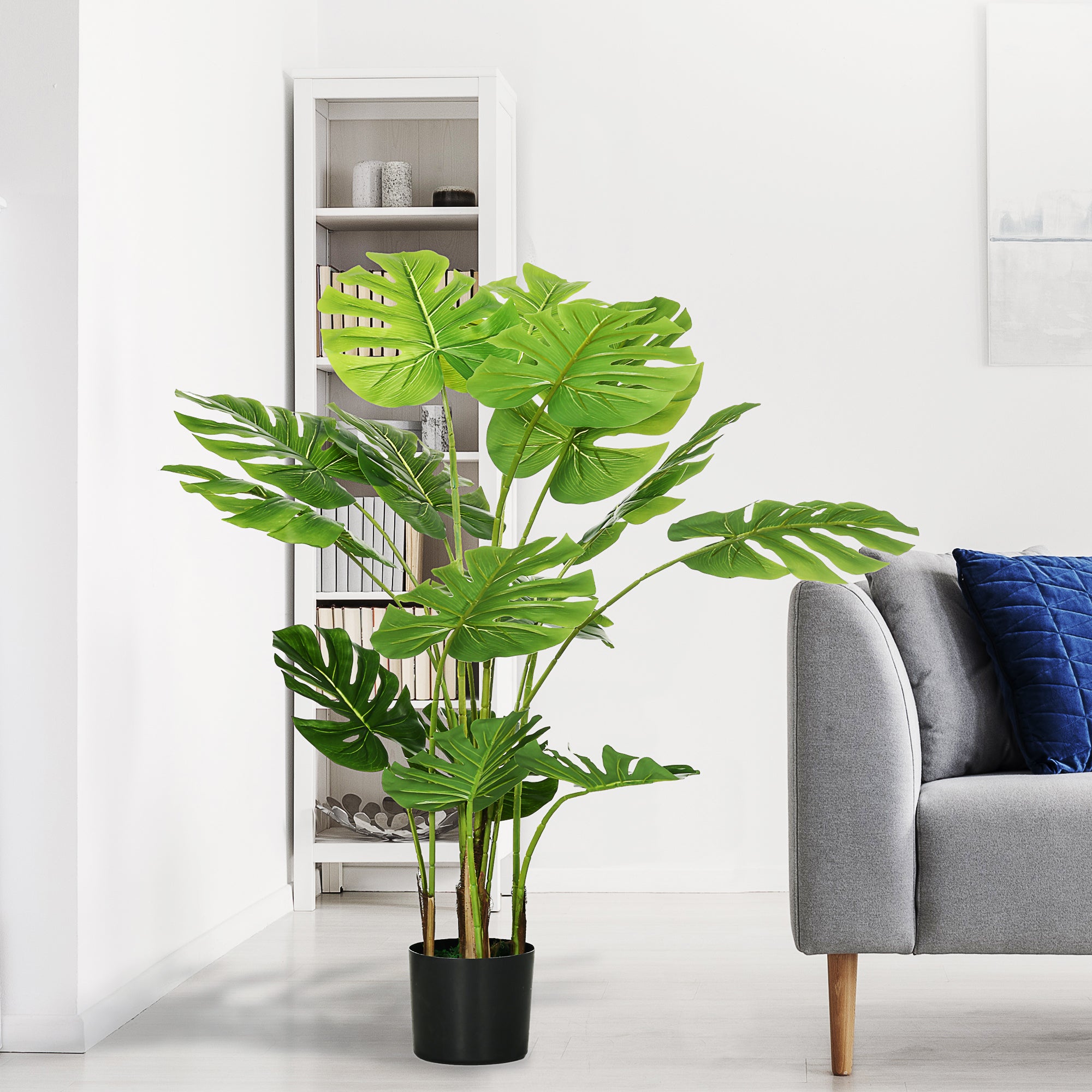 Artificial Plants, Artificial Monstera Deliciosa, 120 cm Artificial Plant with 15 Branches, Indoor Plant, Artificial Tree, Plant Decoration for Indoor, Green