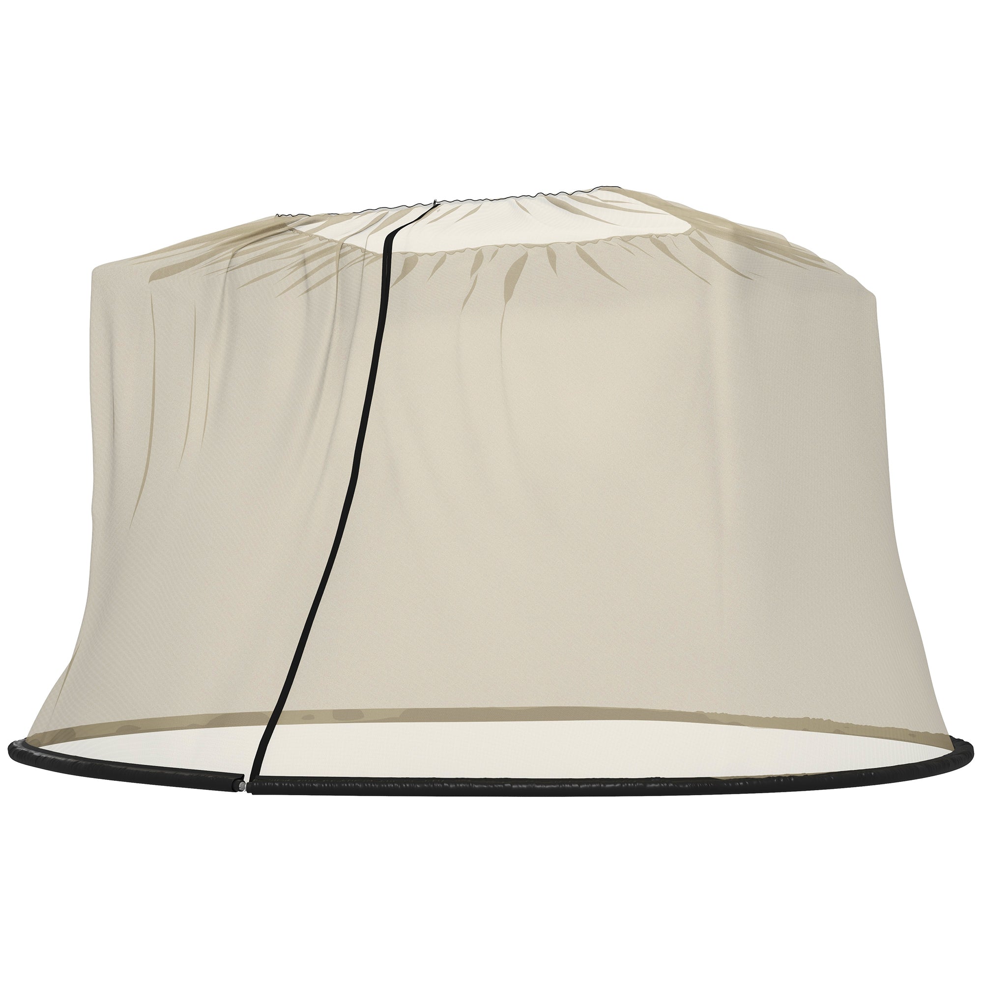 Cylindrical Mosquito Net for 3m Diameter Parasol with Zipper and Weighting in Beige