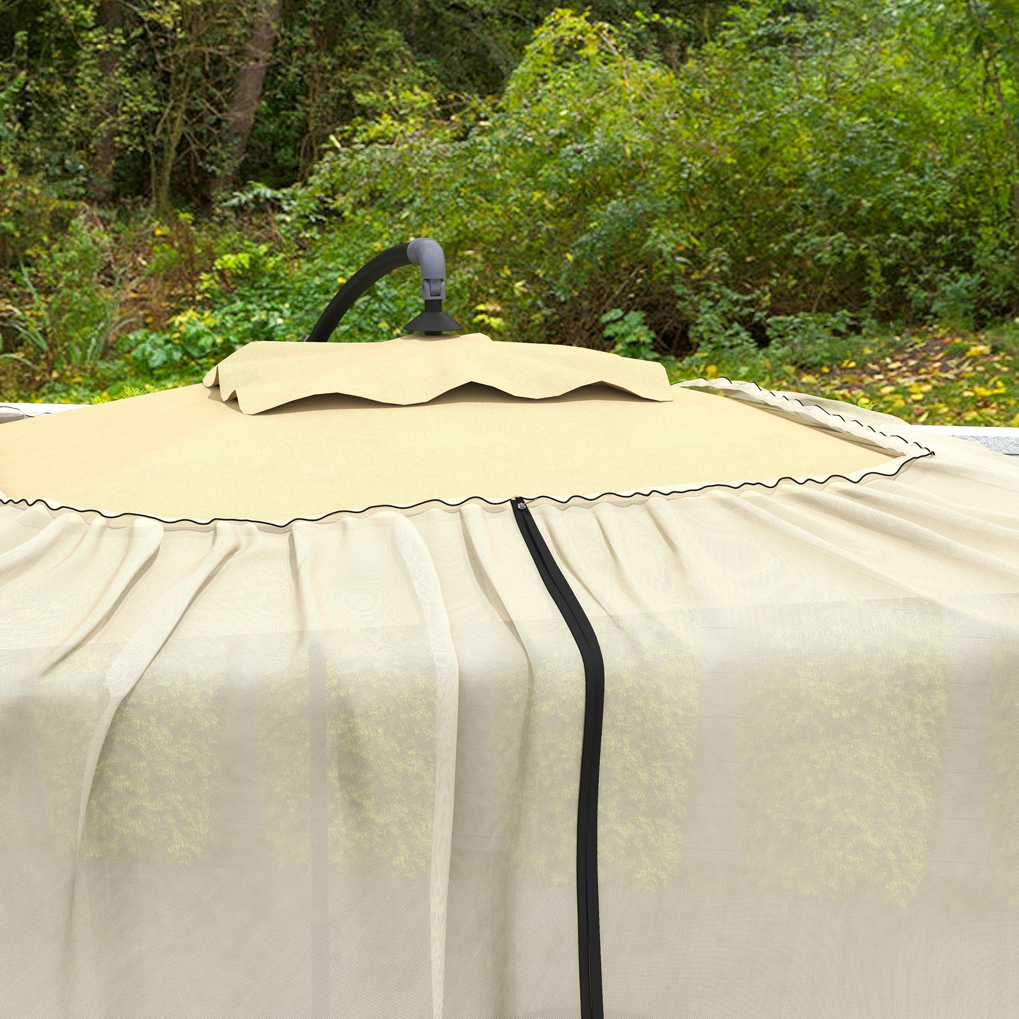 Cylindrical Mosquito Net for 3m Diameter Parasol with Zipper and Weighting in Beige