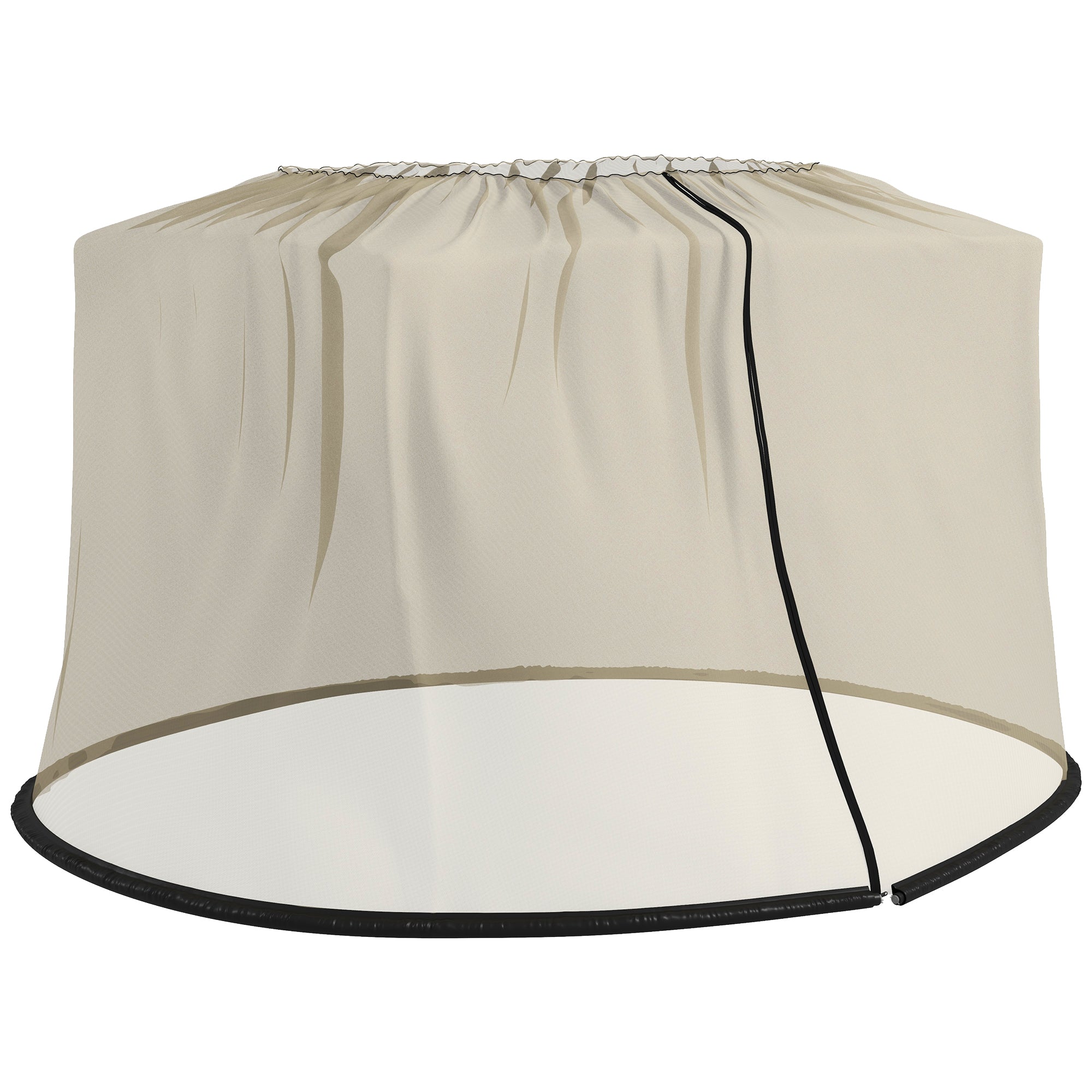 Cylindrical Mosquito Net for 3m Diameter Parasol with Zipper and Weighting in Beige