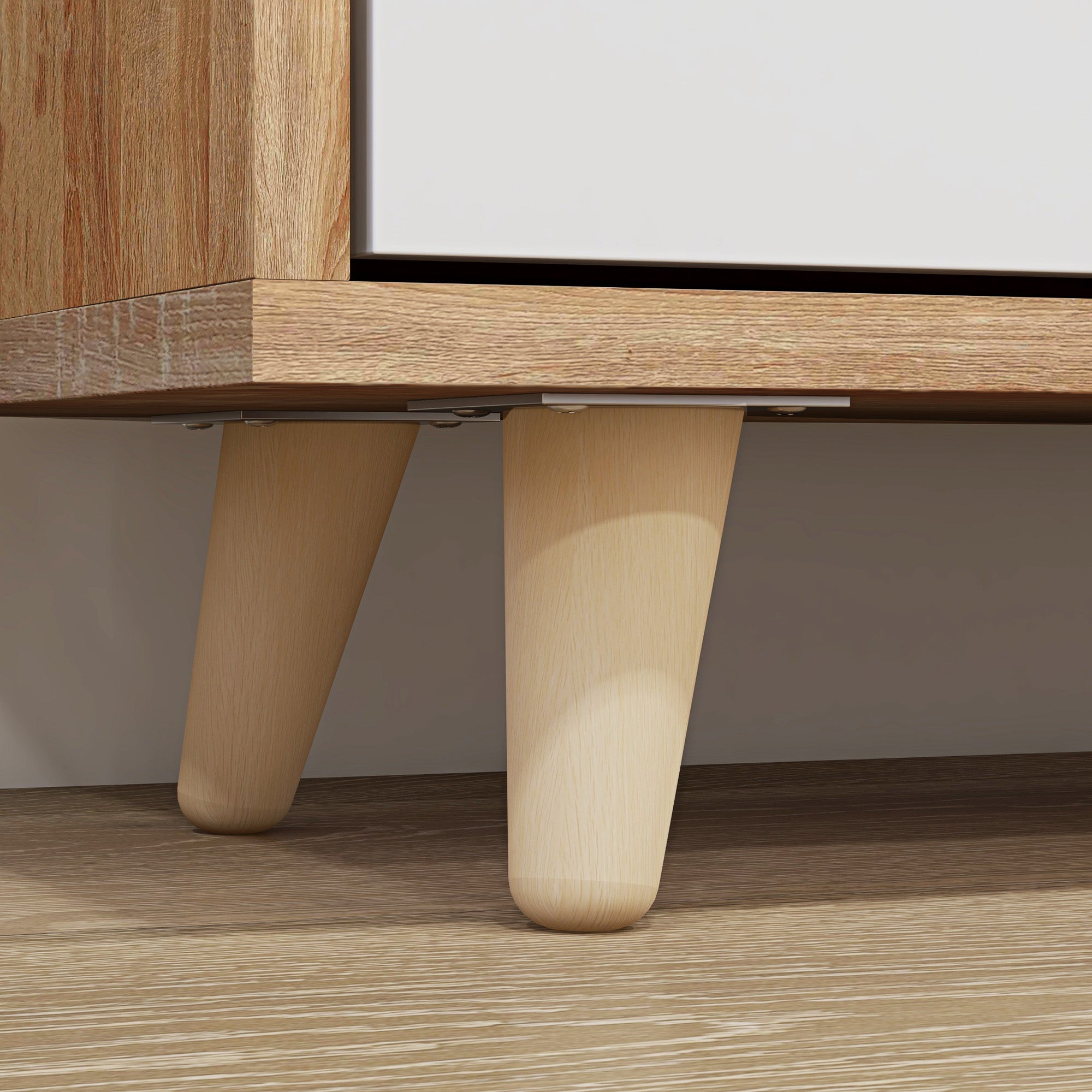 3-Door Shoe Cabinet, Shoe Rack with Adjustable Shelf, 72W x 24D x 119H cm, Natural and White