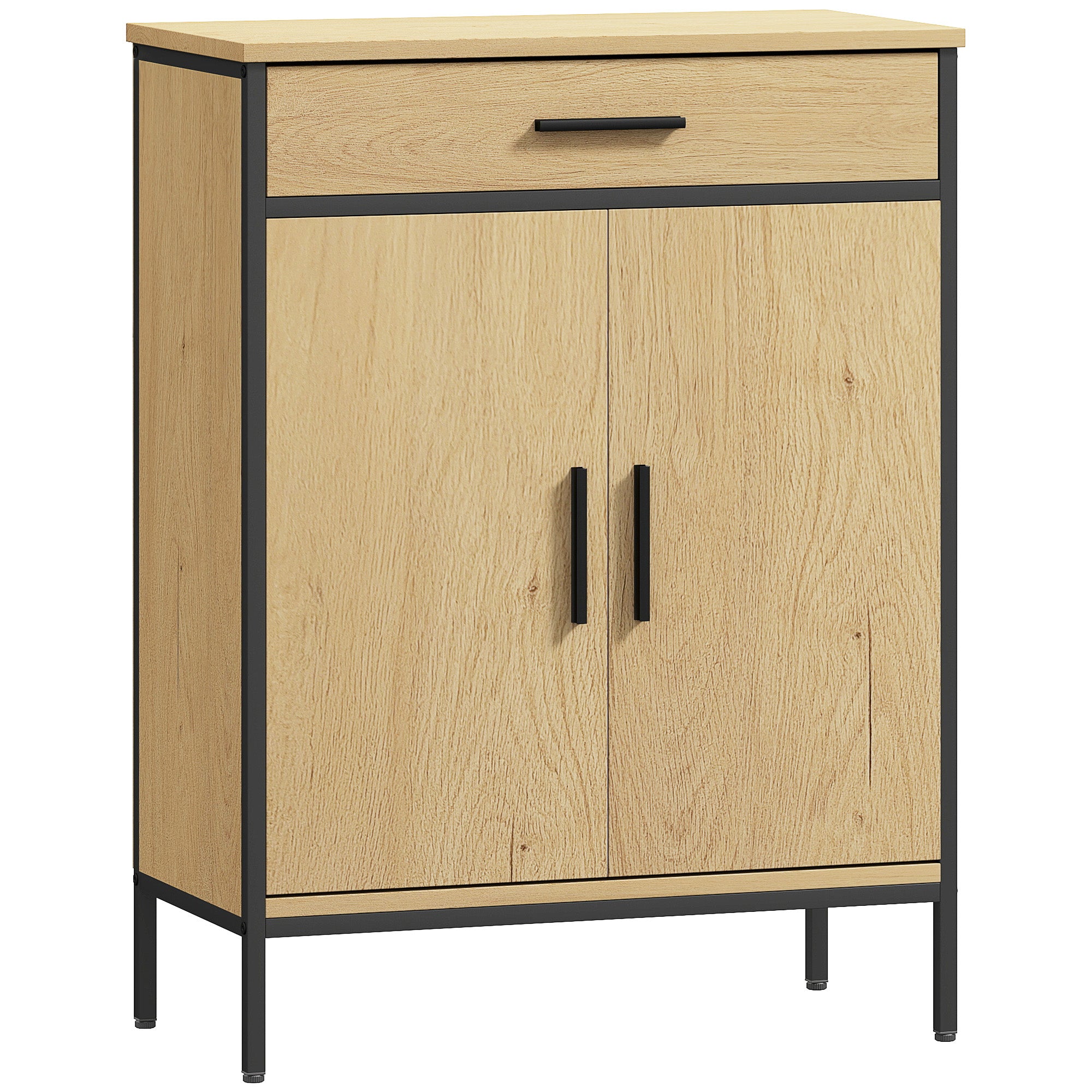 Bathroom Cabinet, Storage Cabinet with Drawer, Cupboard with Door, Adjustable Shelf and Soft-Close Hinges, Bathroom Cabinet, Kitchen, Living Room, 60 x 30 x 80 cm, Oak