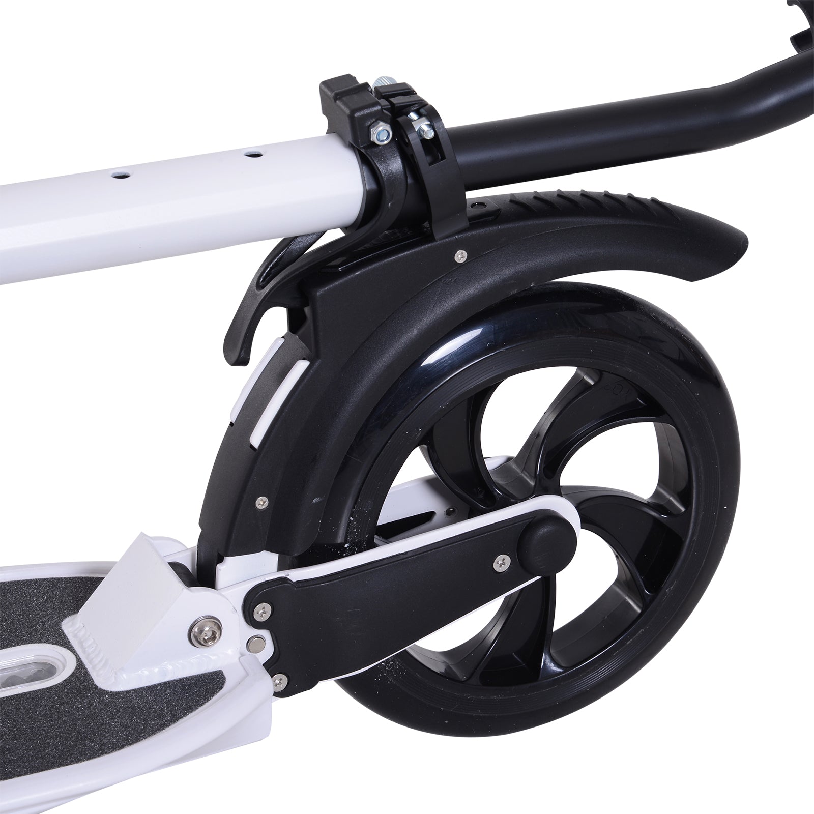 Folding Scooter for Adults and Kids 14+ Lightweight Scooter with Adjustable Handlebar Skateboard Style with Brake Big 200 mm Wheels Shock Absorber Aluminum Load 100 kg White