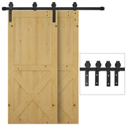 Sliding Door System Sliding Door Hardware for Wooden Sliding Door 9 Accessories Black