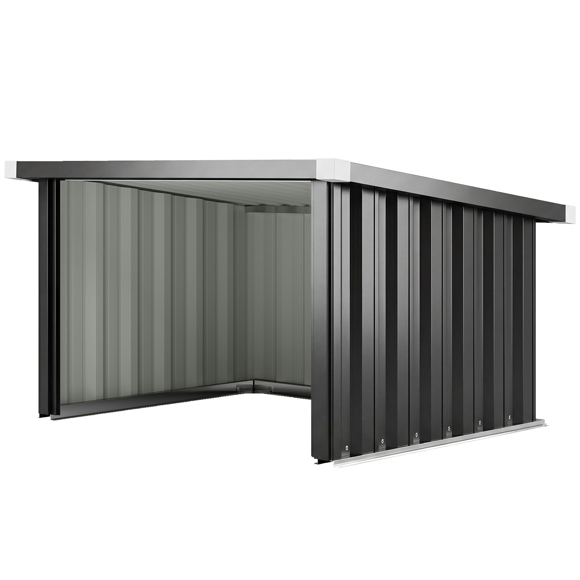 Galvanized Steel Robot Mower Garage with Sloped Roof — Easy Assembly, 108 × 86 × 62.5 cm (42.5 × 33.9 × 24.6 in), Dark Grey