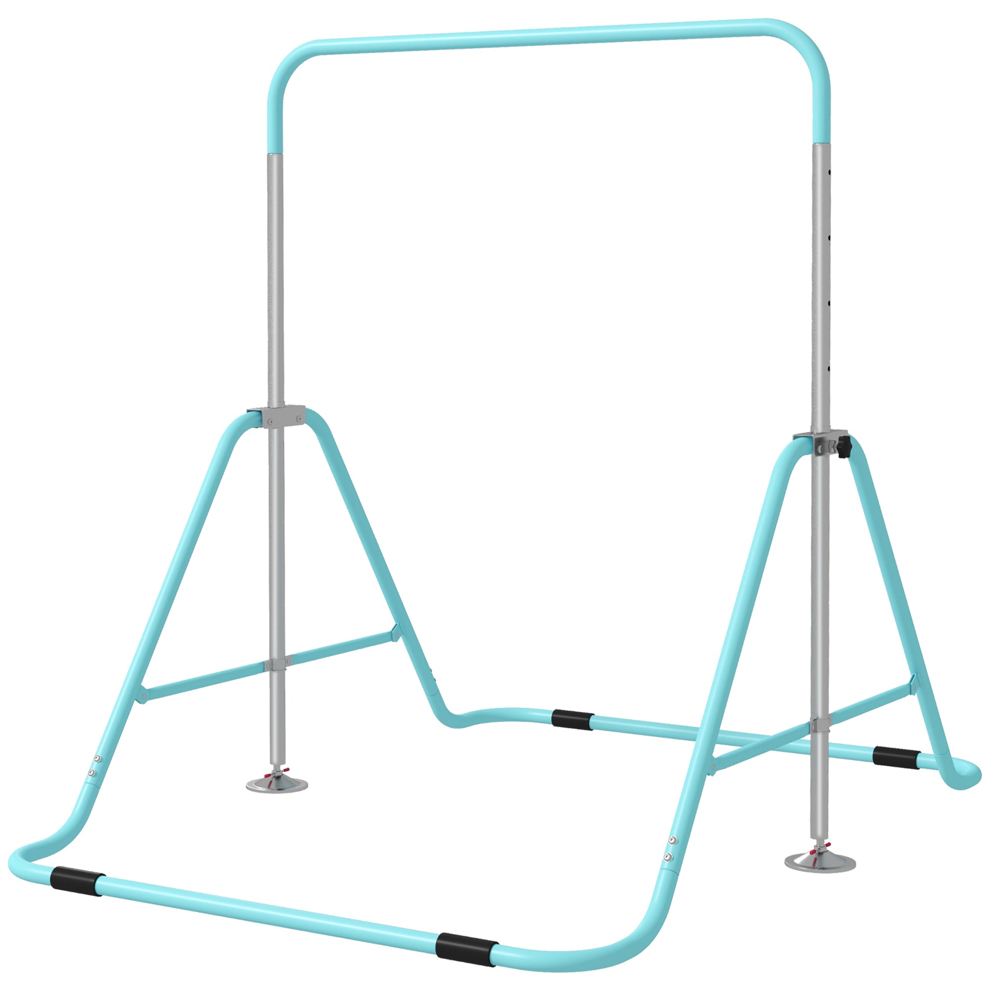 Folding Gymnastics Horizontal Bar for Kids - Adjustable Height from 88 to 128 cm - with Triangular Steel Base - Green