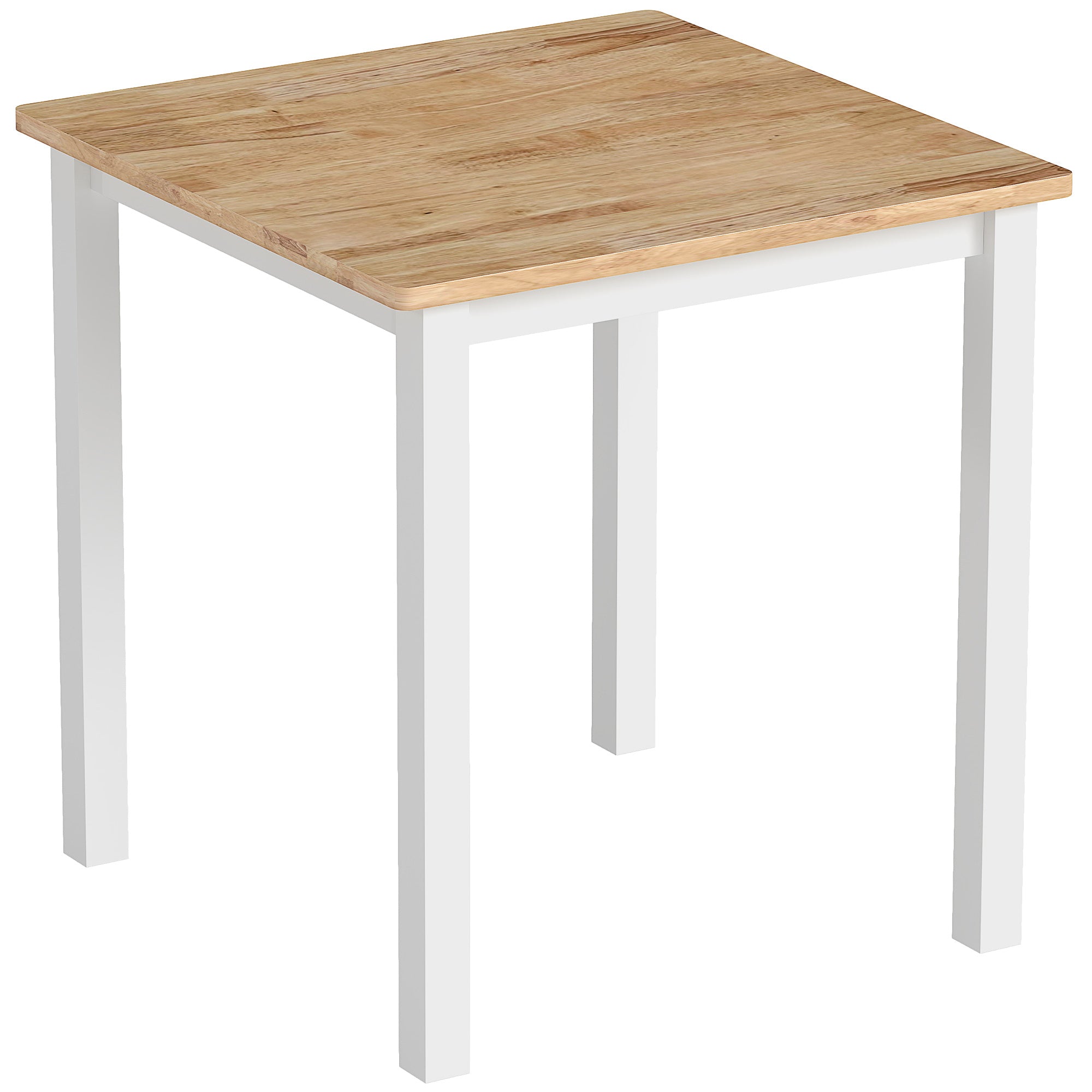 Oak-Effect Square Dining Table, 27.2 in x 27.2 in — Small Modern Rubberwood Table for 2–4, Oak