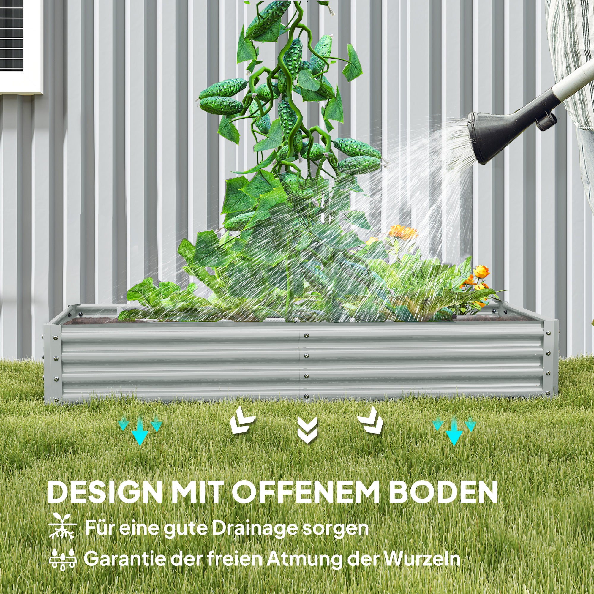 Steel Raised Bed, Weather Resistant Plant Bed with Anti-Cut Edge Greenhouse Garden Bed Rustproof Plant Box Planter 180 x 90 x 30 cm for Garden Balcony, Vegetable Bed for Flowers, Vegetables