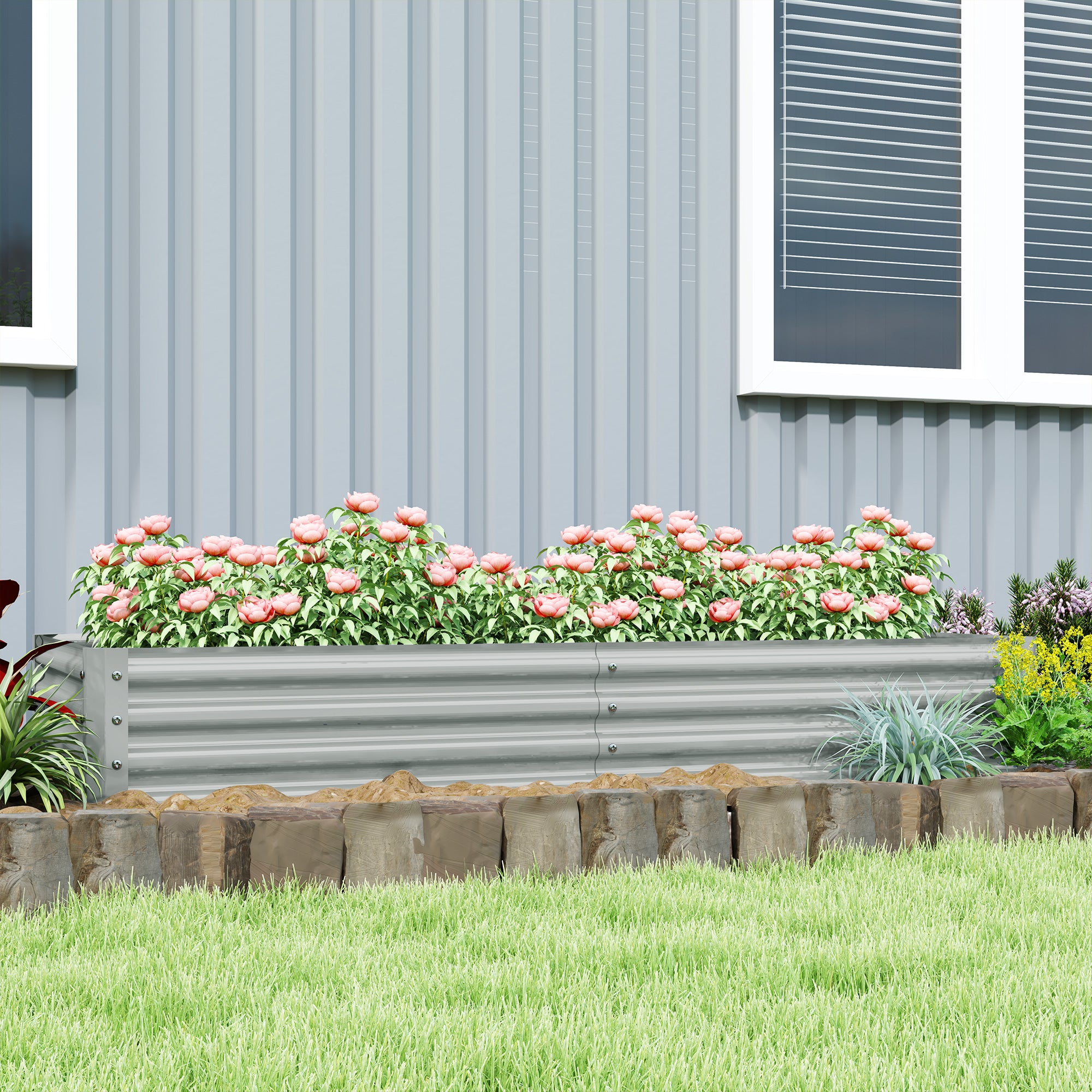 Steel Raised Bed, Weather Resistant Plant Bed with Anti-Cut Edge Greenhouse Garden Bed Rustproof Plant Box Planter 180 x 90 x 30 cm for Garden Balcony, Vegetable Bed for Flowers, Vegetables