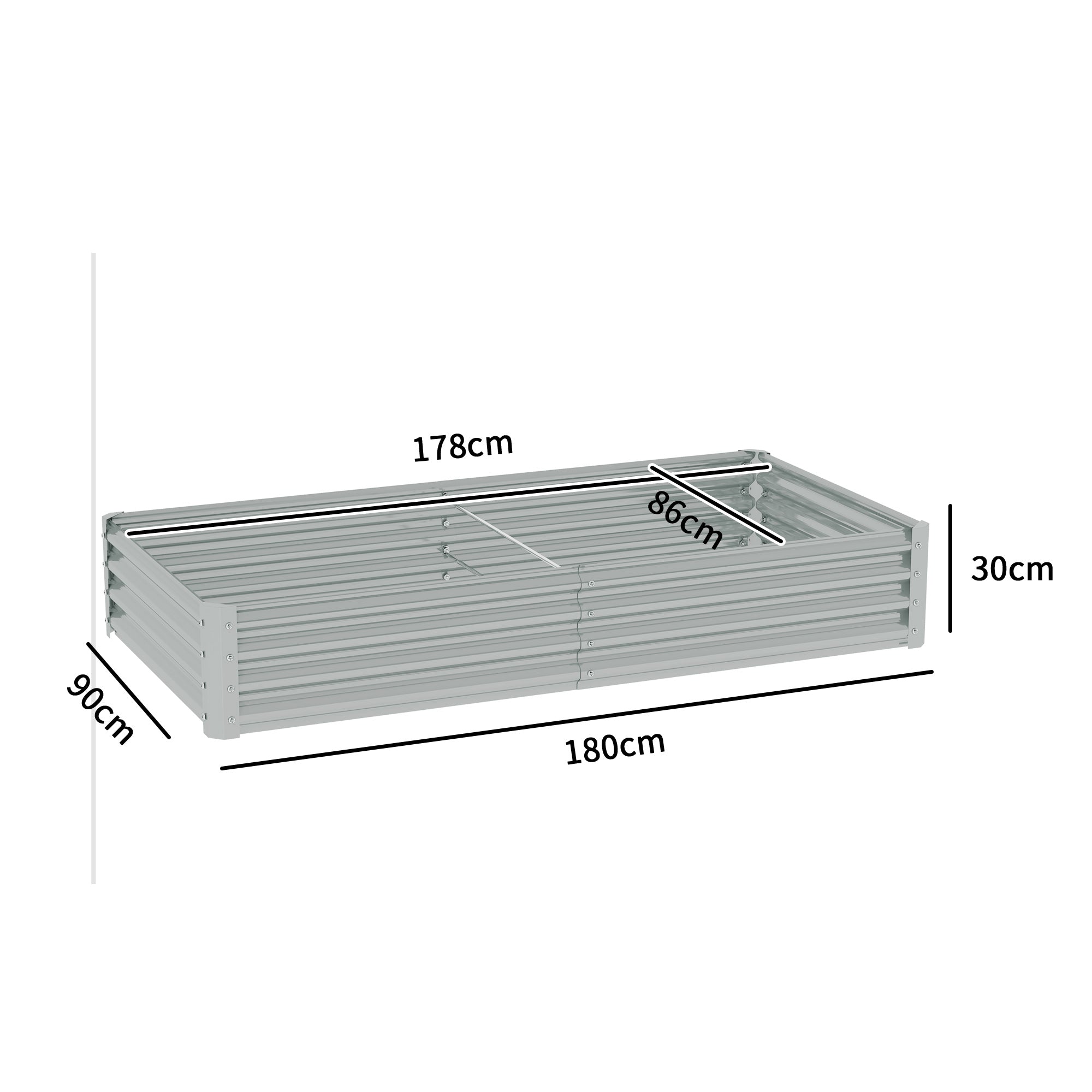Steel Raised Bed, Weather Resistant Plant Bed with Anti-Cut Edge Greenhouse Garden Bed Rustproof Plant Box Planter 180 x 90 x 30 cm for Garden Balcony, Vegetable Bed for Flowers, Vegetables