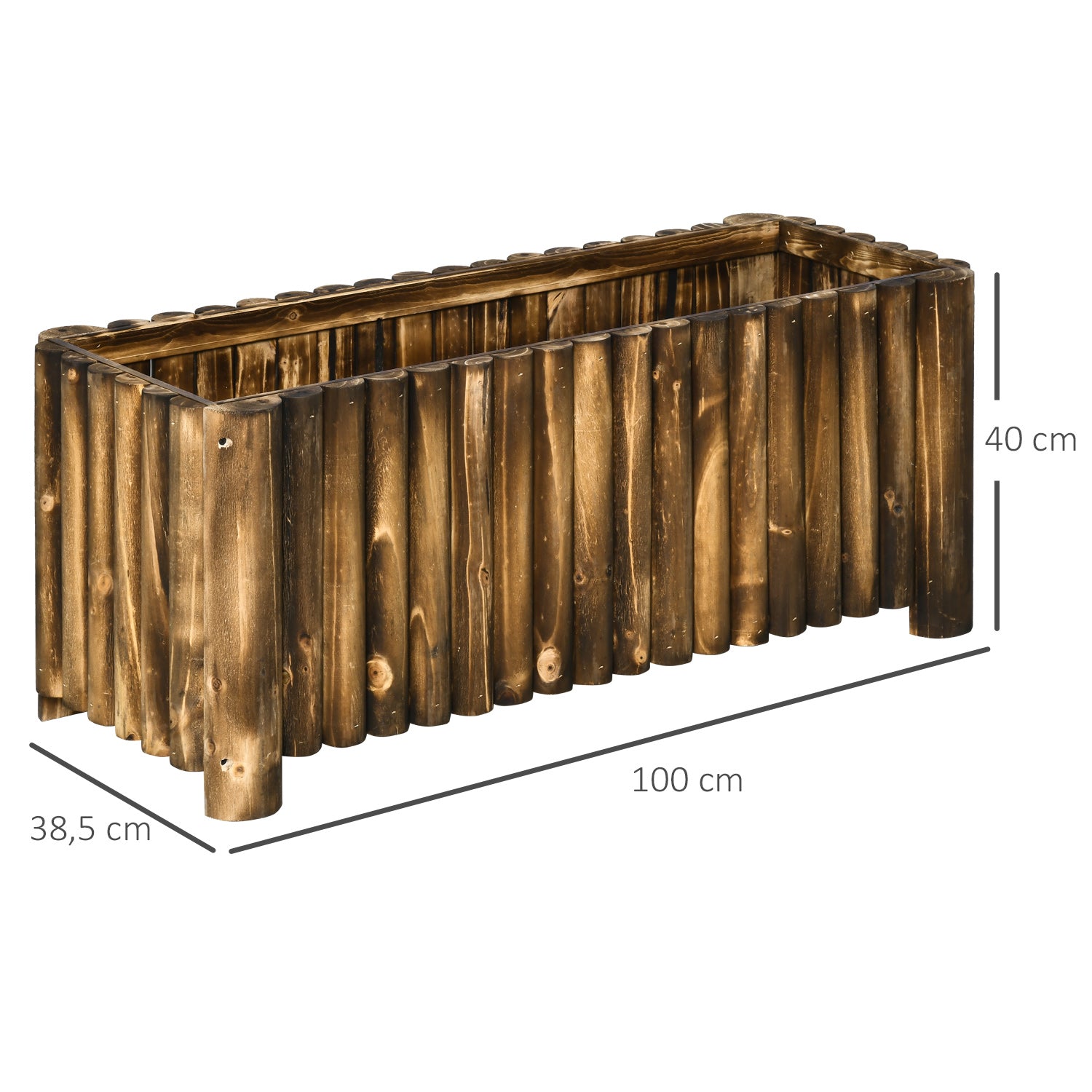 Raised Bed Planter Herb Bed Planting Bed Vegetable Flower Bed Flower Box, Pine Wood 100x38.5x40 cm