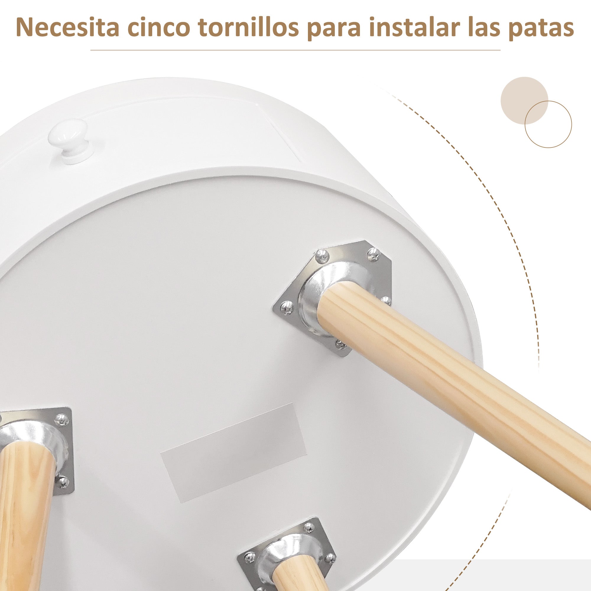 Bedside Table with 1 Drawer Round Side Table with Raised Edge and 3 Wooden Legs for Bedroom Living Room Modern Style Ø38x45 cm White