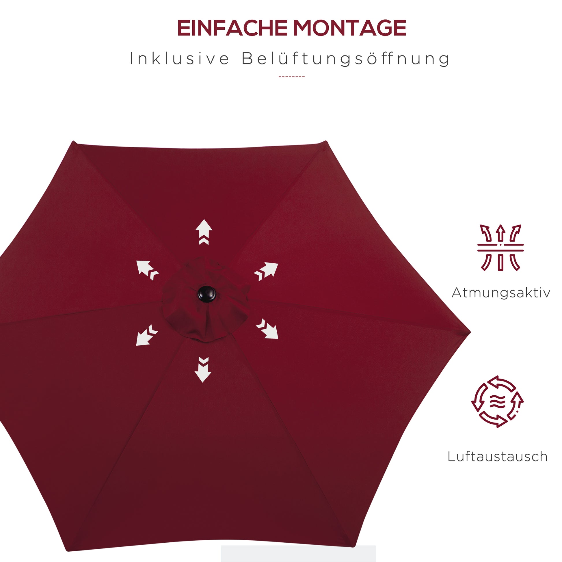 Cantilever Parasol Garden Umbrella Market Umbrella with Hand Crank Aluminum 180 g/m² Polyester Red ∅2.6 x 2.35 m
