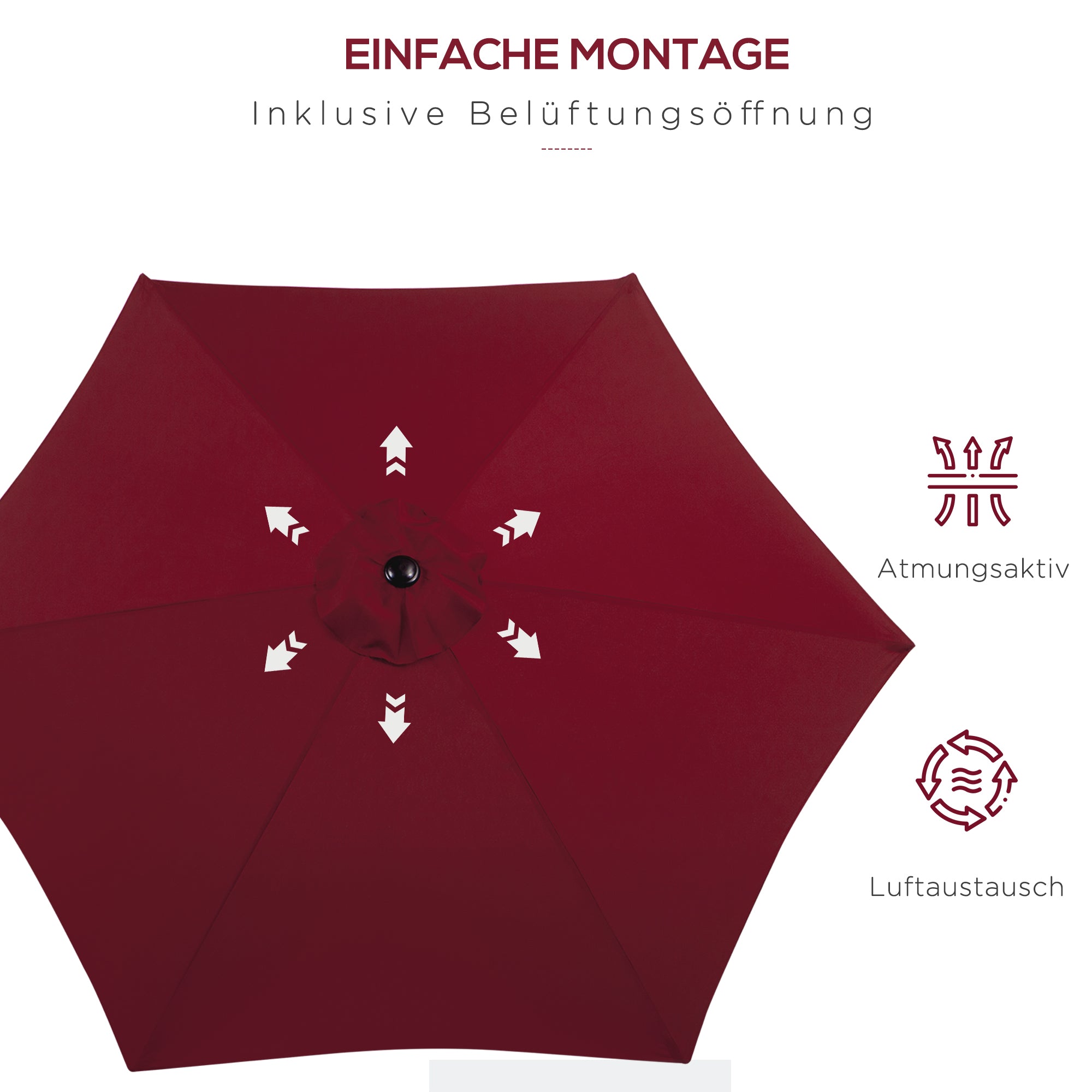 Cantilever Parasol Garden Umbrella Market Umbrella with Hand Crank Aluminum 180 g/m² Polyester Red ∅2.6 x 2.35 m