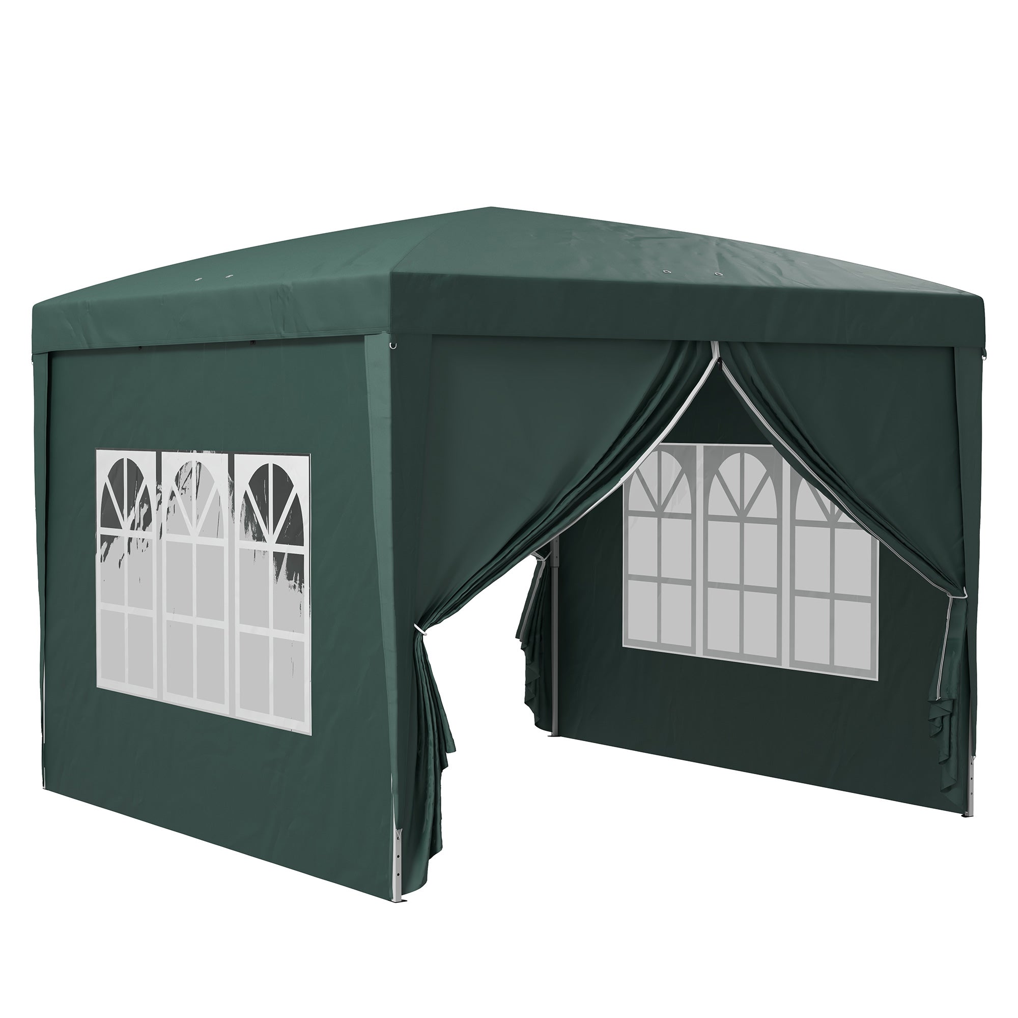 Pavilion approx. 3x3m, Water-Resistant Stable Winterproof Pop-Up Foldable Pavilion, UV Protection 50+, Foldable Party Tent Garden Shelter with 4 Side Panels Bag Garden Pavilion for Camping Garden, Green