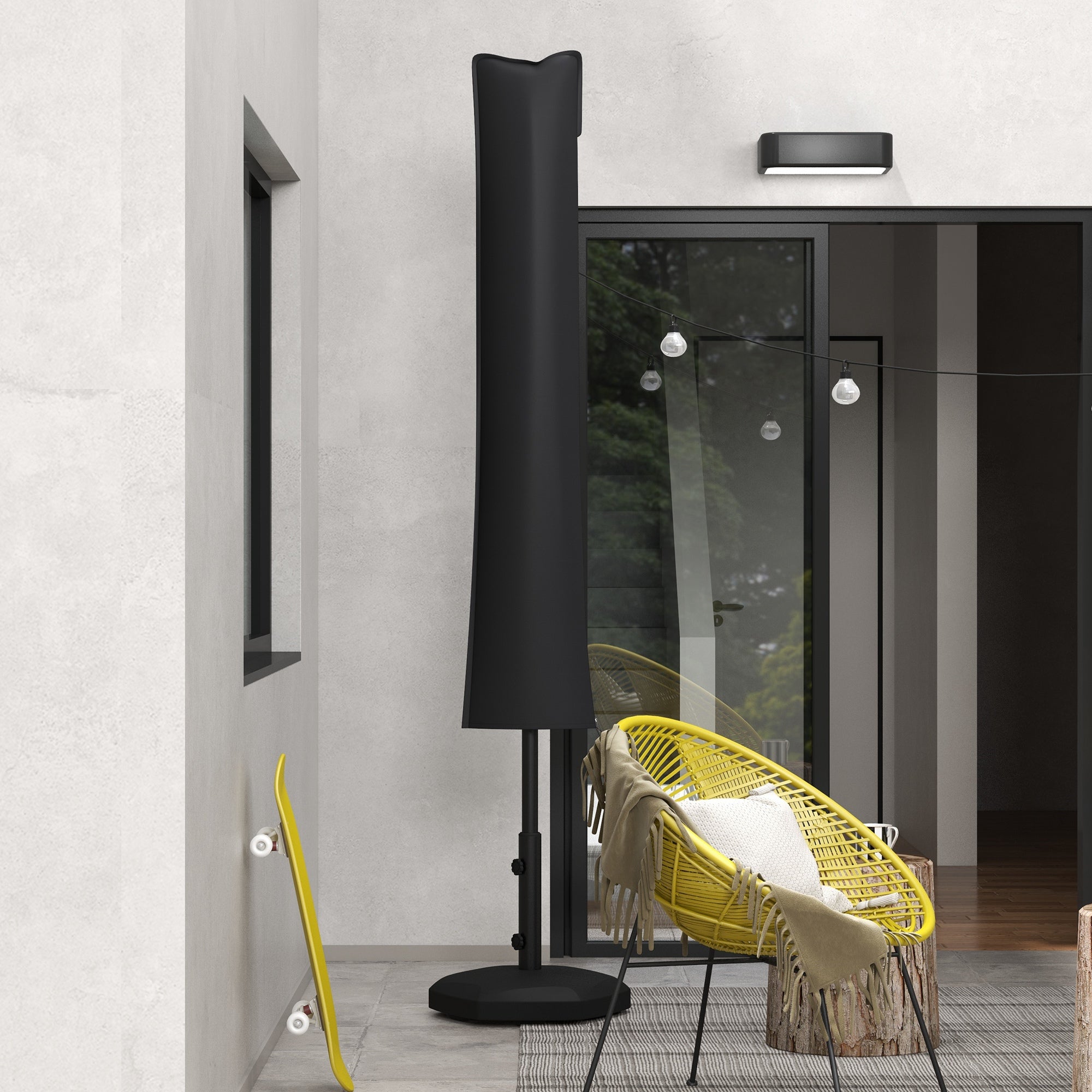 Garden Umbrella Cover Waterproof Oxford 420D Parasol Cover with Zipper for Outdoor Garden 178x25/35 cm Black