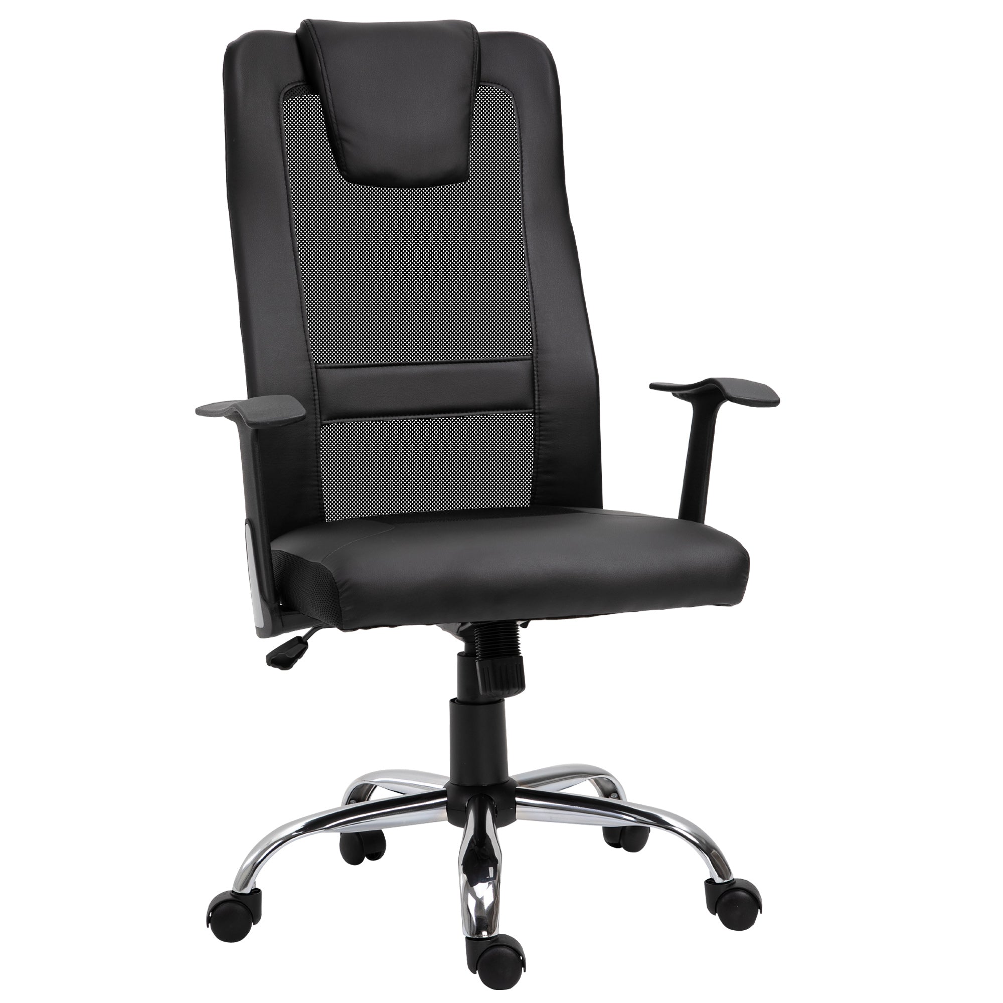 Office Chair Swivel Chair Height Adjustable Executive Chair Desk Chair Ergonomic PU Black 66 x 73 x 108-118 cm