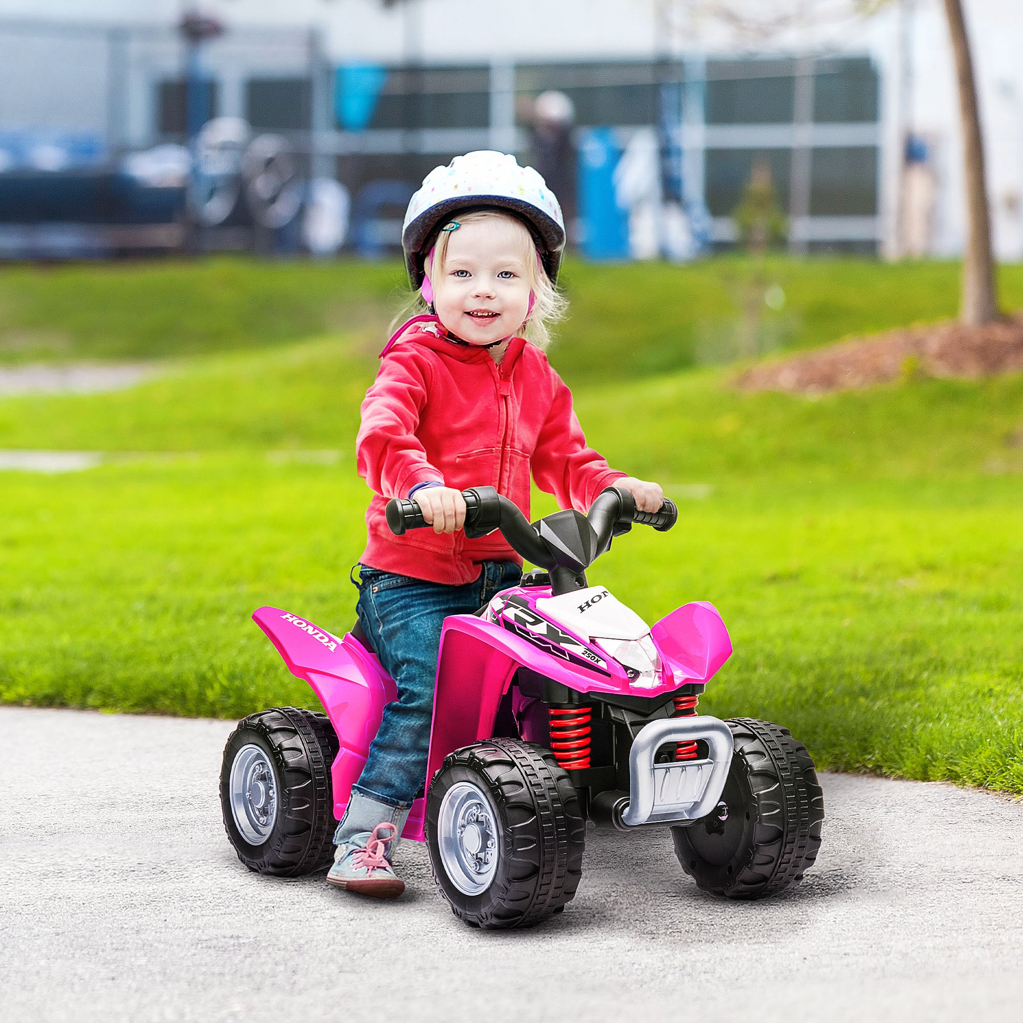 Electric Quad for Children aged 18-36 Months with HONDA License 6V Battery-powered Vehicle Kids with LED Headlights Horn Speed of 2.8 km/h and Forward 65.5x38.5x43.5 cm Pink