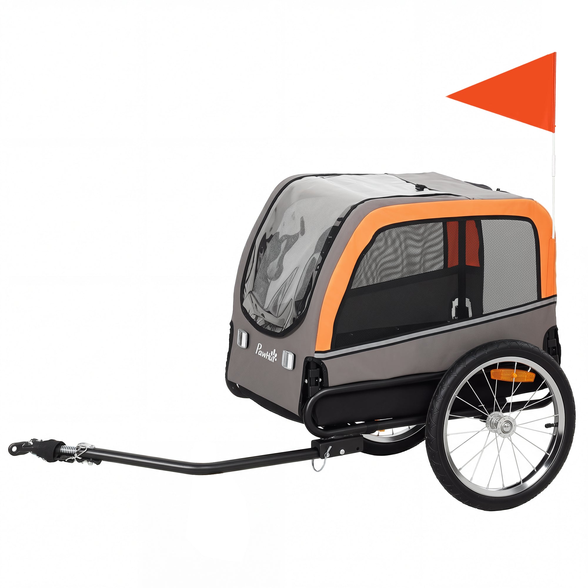 Foldable Dog Bike Trailer with Reflectors — 2 Zippered Doors, Internal Leash, Mesh Windows, Portable 600D Oxford Carrier for Small to Medium Dogs (up to 44 lb)